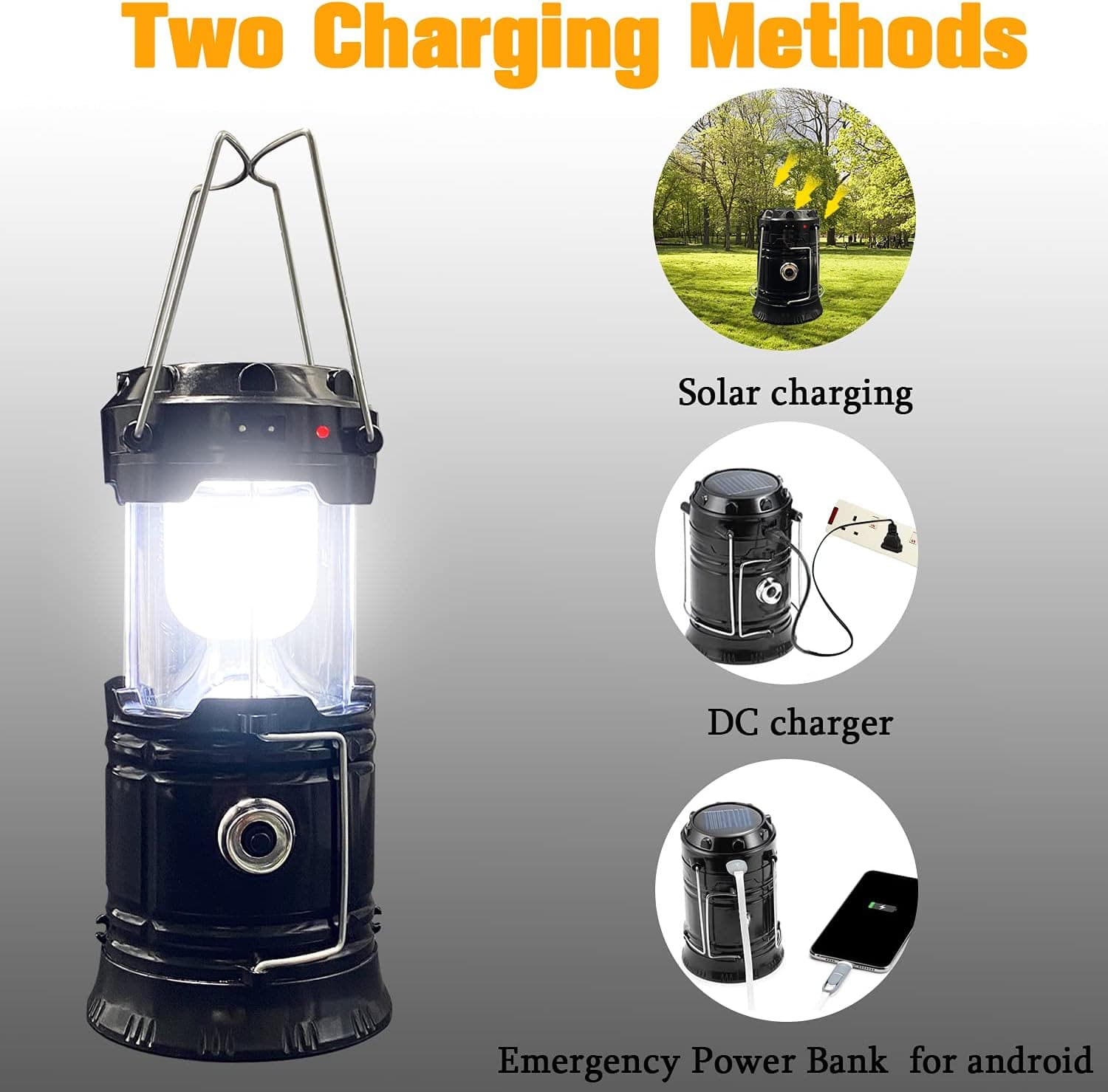 Collapsible Portable LED Camping Lantern XTAUTO Lightweight Waterproof Solar USB Rechargeable LED Flashlight Survival Kits for Indoor Outdoor Home Emergency Light Power Outages Hiking Hurricane 4-Pack - Image 6