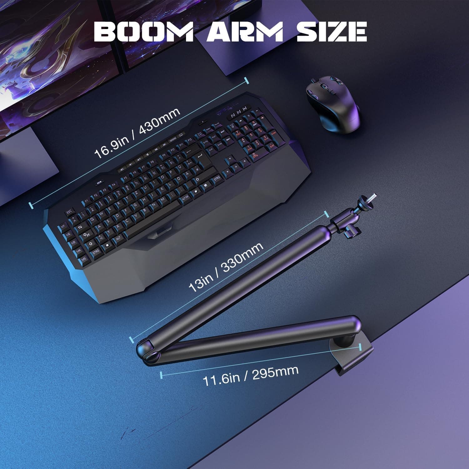 FIFINE Microphone Boom Arm, Low Profile Adjustable Stick Microphone Arm Stand with Desk Mount Clamp, Screw Adapter, Cable Management, for Podcast Streaming Gaming Studio-BM88 Black - Image 8