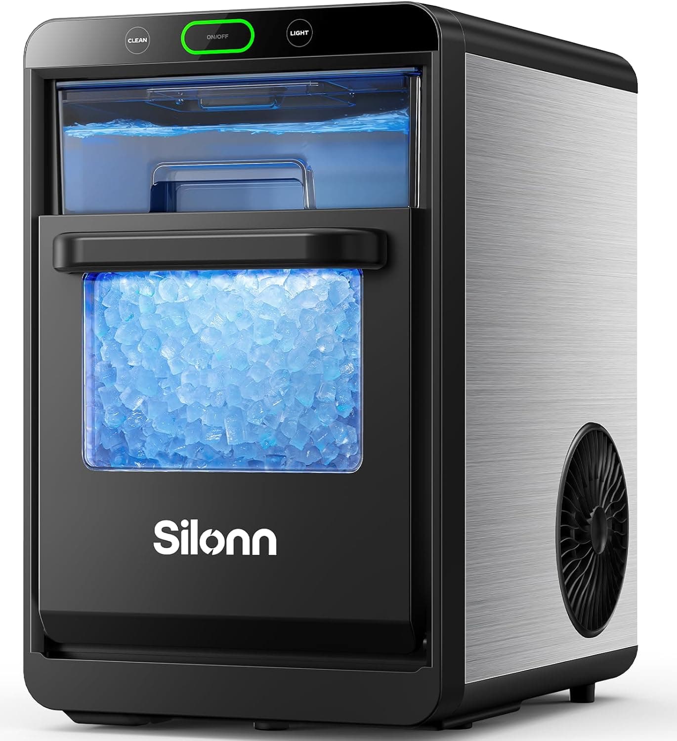 Silonn Nugget Ice Maker Countertop, Crushed Ice Maker & Pebble Ice Machine Produces 44lbs/24h with Front Pull-Out Water Tank & Removable Basket for Home/Kitchen, Stainless Steel Stainless Steel 44lbs - Image 2