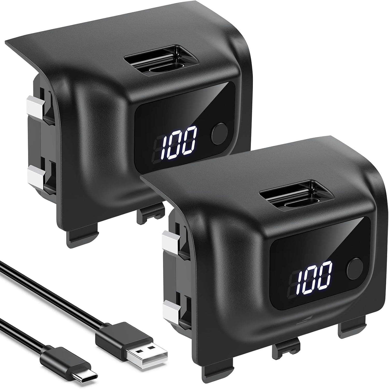 YUANHOT Rechargeable Battery Pack for Xbox Series X/S, LED Display 2 Pack 5180mWh Fast Charging for Xbox Controller Battery Pack, Remote Play and Charge Kit for Xbox Series X/S Accessories Black - Image 2