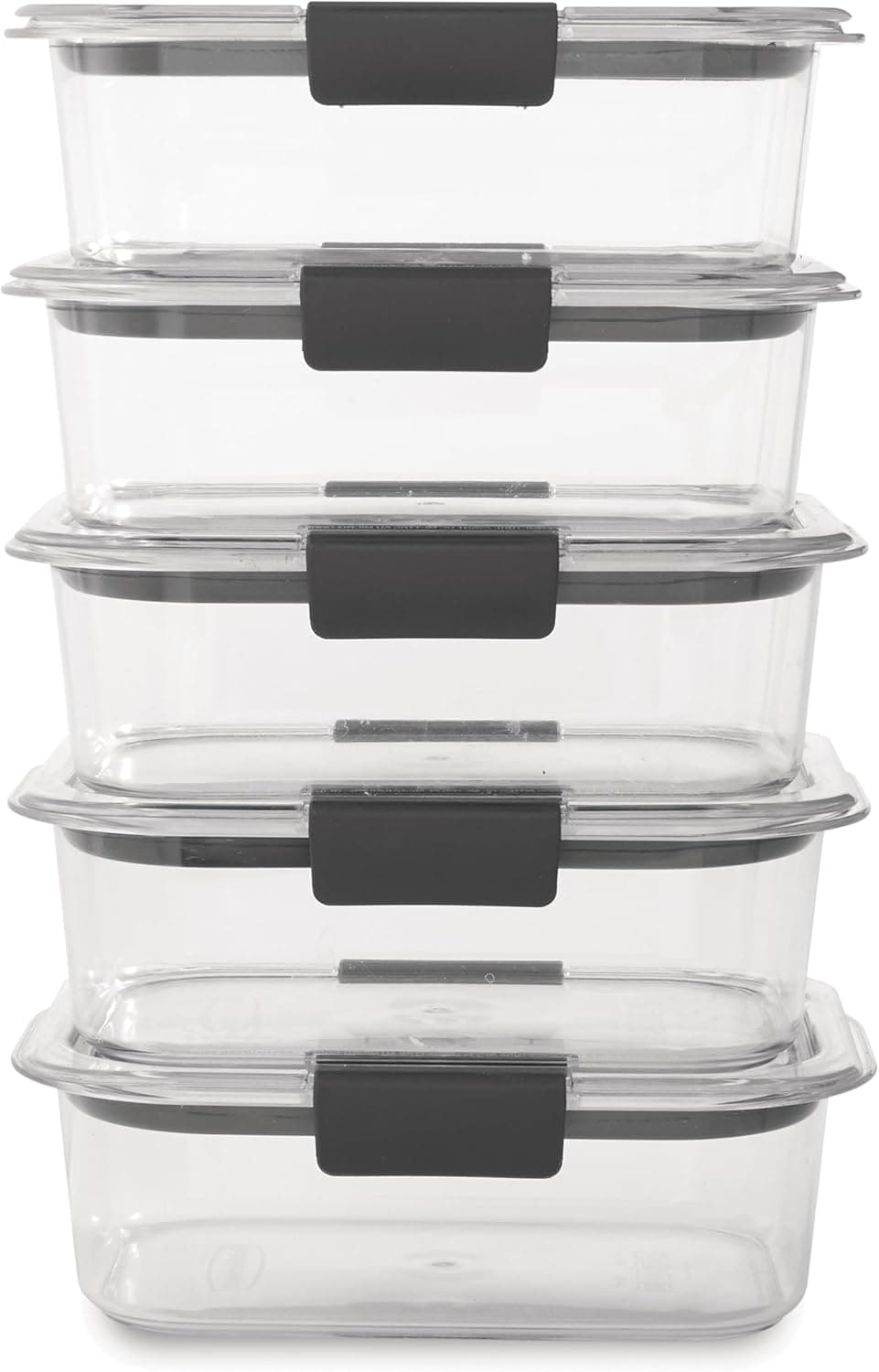 Rubbermaid Brilliance Tritan Plastic Food Storage Containers BPA Free Airtight Lids Ideal for Lunch Meal Prep & Leftovers Set of 5 (3.2 Cup) 3.2 cup (10-Piece) - Image 2