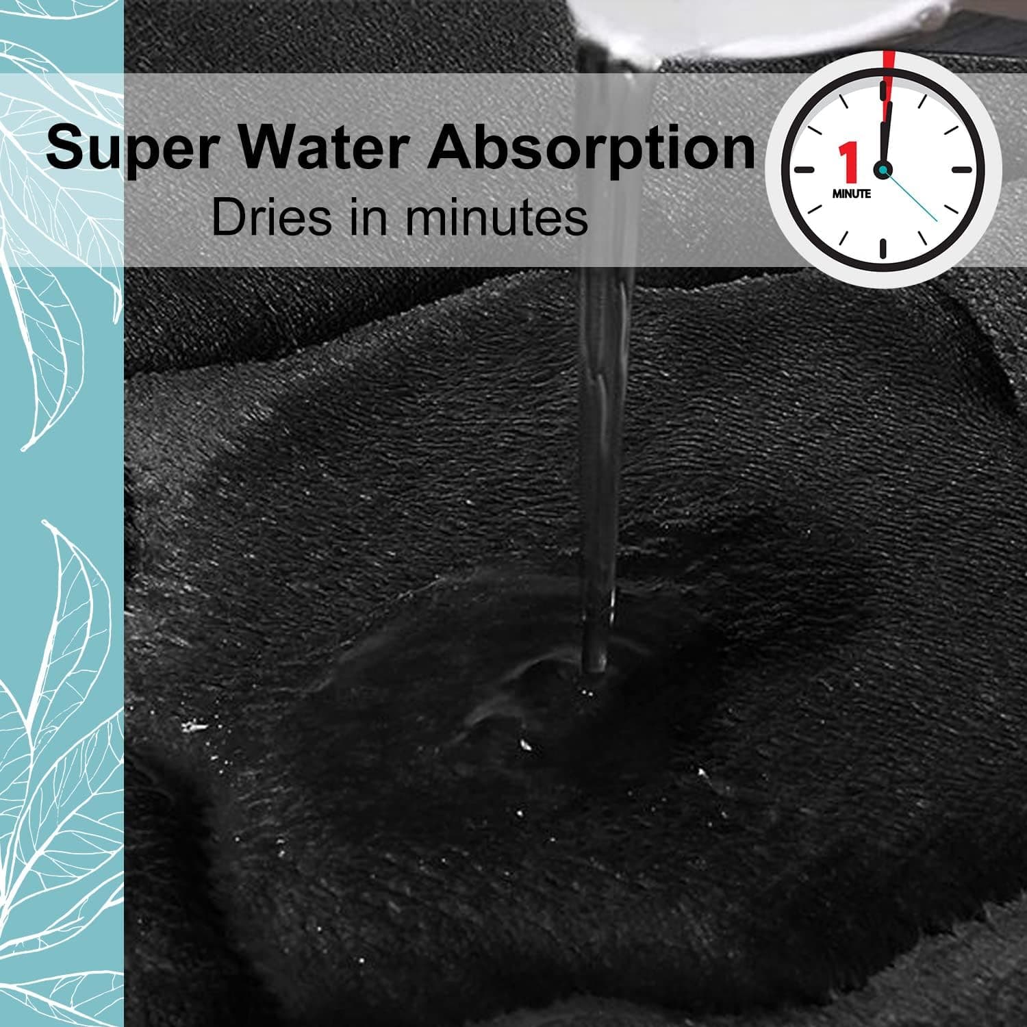 OLANLY Memory Foam Bath Mat Rug 24x16, Ultra Soft and Absorbent Bathroom Rugs, Non-Slip, Comfortable, Machine Washable Bath Carpet for Bathroom Floor, Tub, Shower and Home Decor Accessories, Black 24" x 16" Black - Image 6