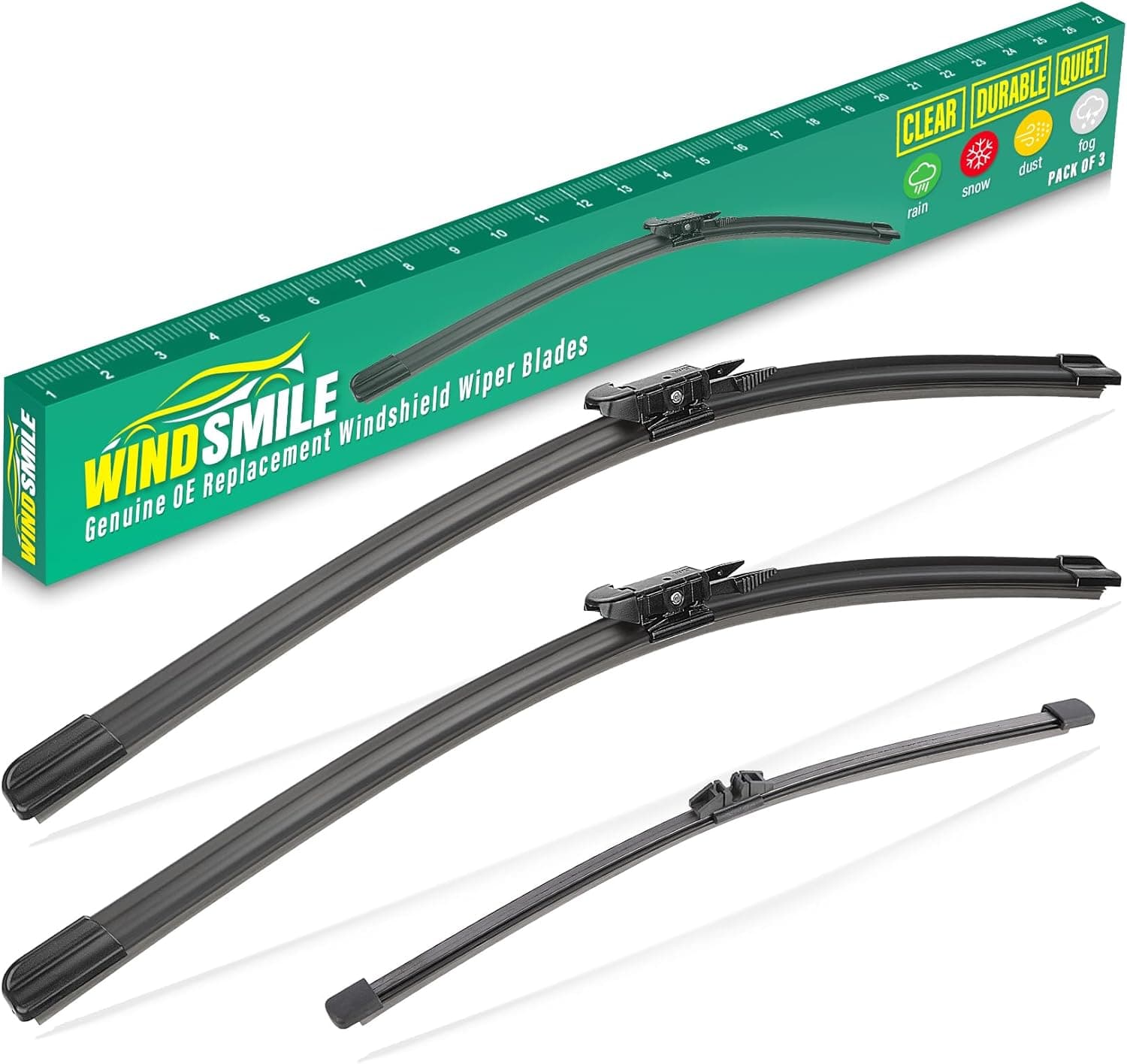 26" 22" 11" Windshield Wiper Blades Replacement for Ford Explorer 2011 2012 2013 2014 2015 2016 2017 2018 2019 2020 2021 2022 2023 2024 OEM Premium All Weather Front Rear Wipers Set (Pack of 3) - Image 2