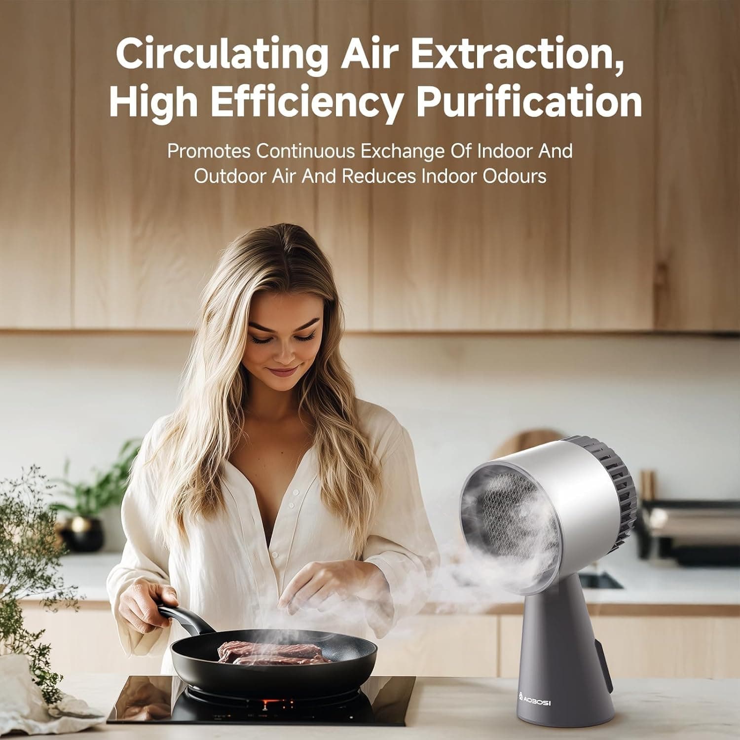 AAOBOSI Campana Extractora Portátil, Campana de Mesa con Mayor Calibre, Ventilador de Cocina de 3 Velocidades, Bajo Ruido, Taza de Recolección de Aceite, 10 Filtros de Aire y Aceite, Campana de Cocina Portátil para Interior y Exterior, RV 300CFM Gris - Image 4