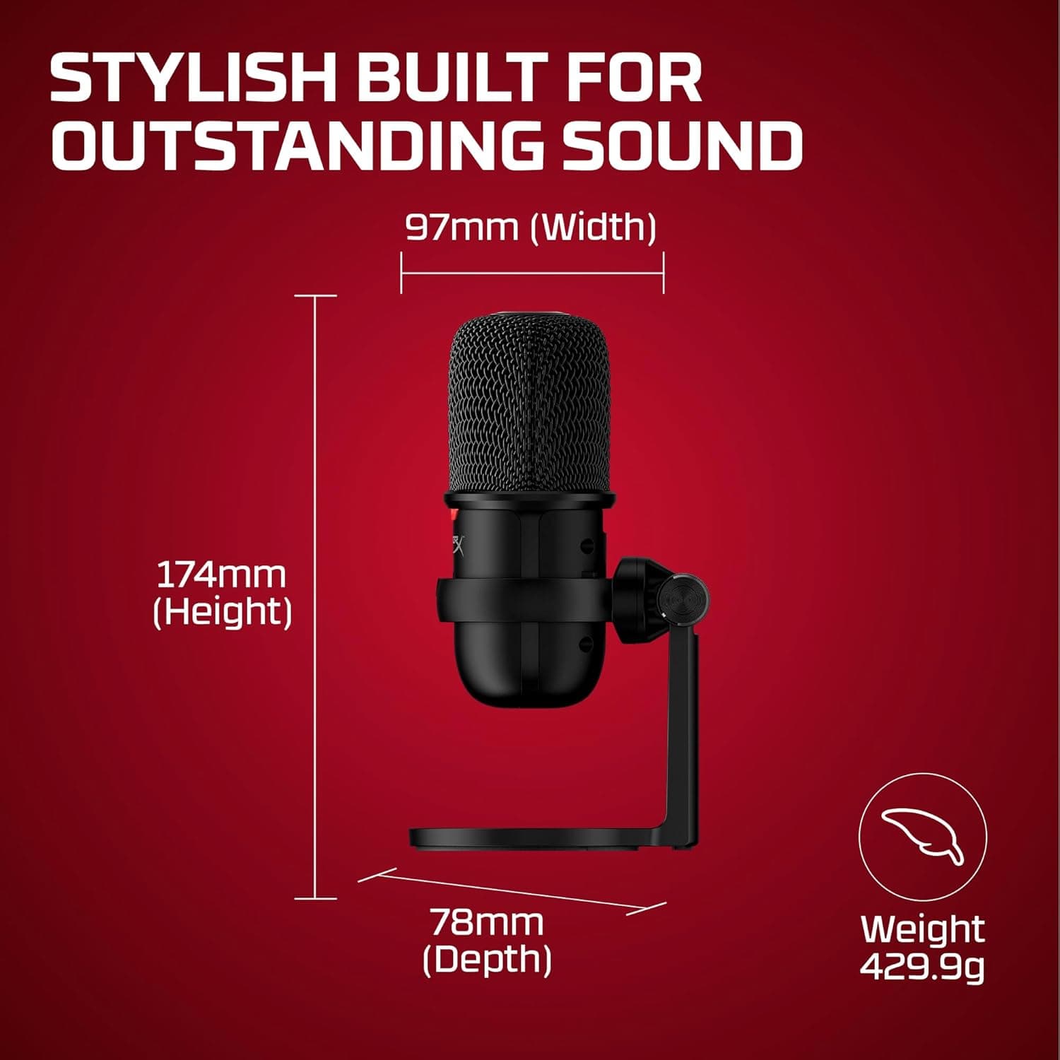 HyperX SoloCast – USB Condenser Gaming Microphone, for PC, PS4, PS5 and Mac, Tap-to-Mute Sensor, Cardioid Polar Pattern, great for Streaming, Podcasts, Twitch, YouTube, Discord,Black Black SoloCast Microphone - Image 9