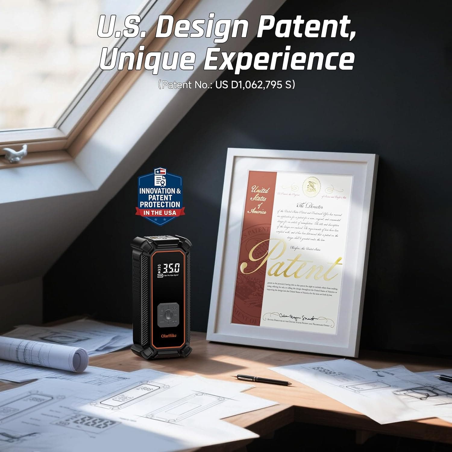 OlarHike Cordless Tire Inflator Portable Air Compressor, 150PSI Dual Power - 5400 mAh & 12V DC, Air Pump for Car Tires, Bike, Motorcycle, Bicycle, Electric Pump with LED Light & Digital Pressure Gauge 1-gray 5400mah with Cable (Car&SUV) - Image 7