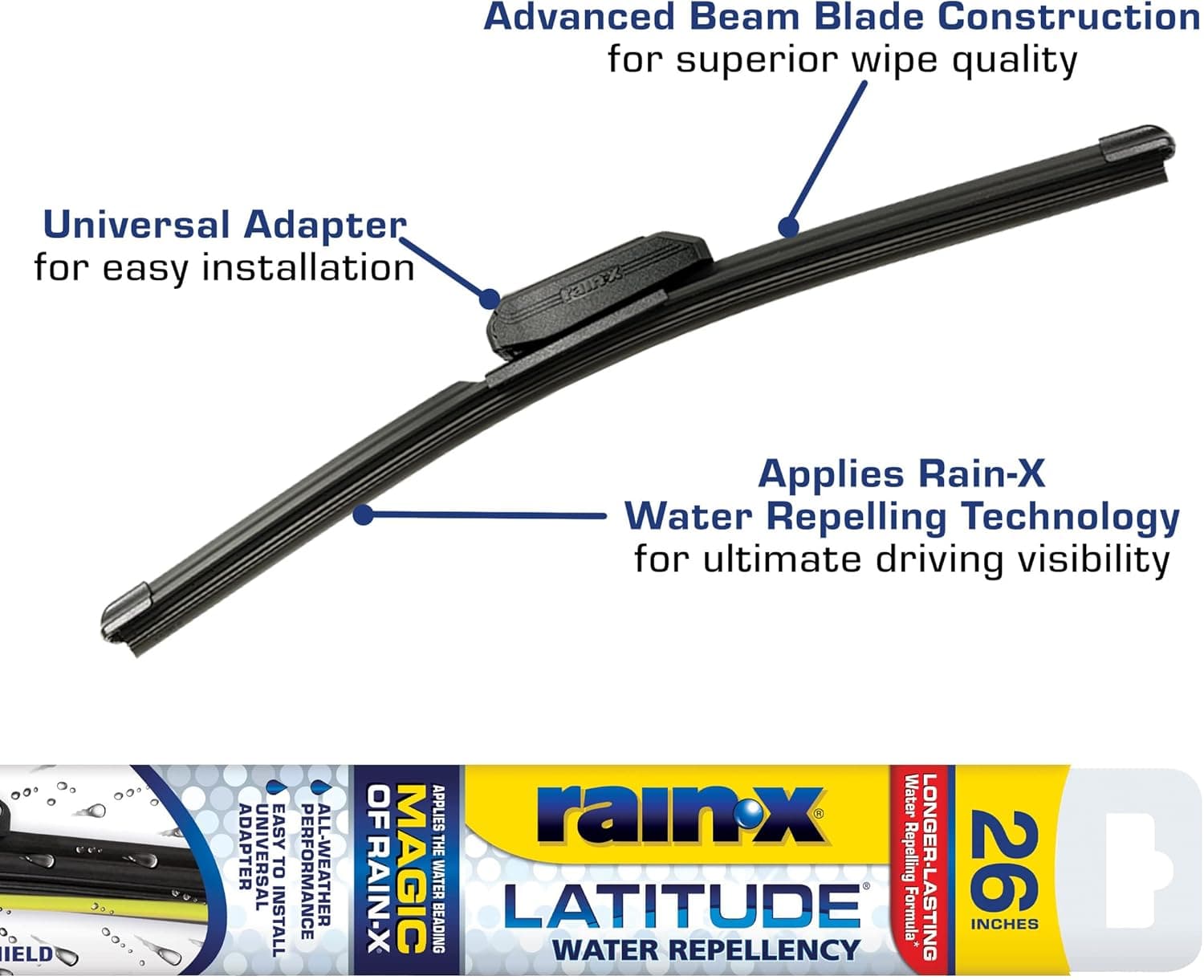 Rain-X 5079281-2 Latitude 2-In-1 Wiper Blades, 26 Inch Windshield Wipers (Pack Of 1), Automotive Replacement Windshield Wiper Blades With Patented Rain-X Water Repellency Formula 26" Latitude - Image 2