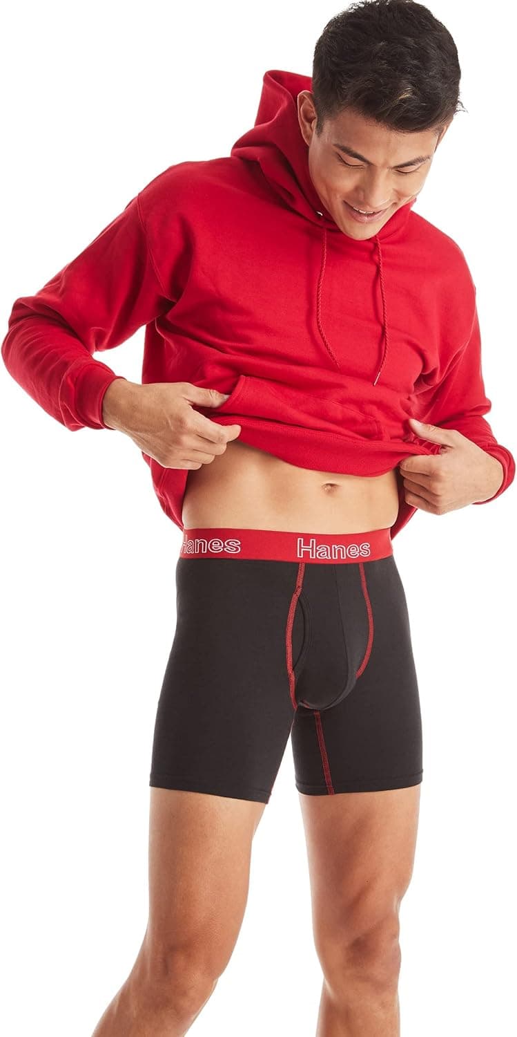 Hanes mens Boxer Brief Underwear Pack, Stretch Cotton Boxer Briefs for Men, Moisture-wicking, 12-pack XX-Large Black - 6 Pack 6 - Image 5