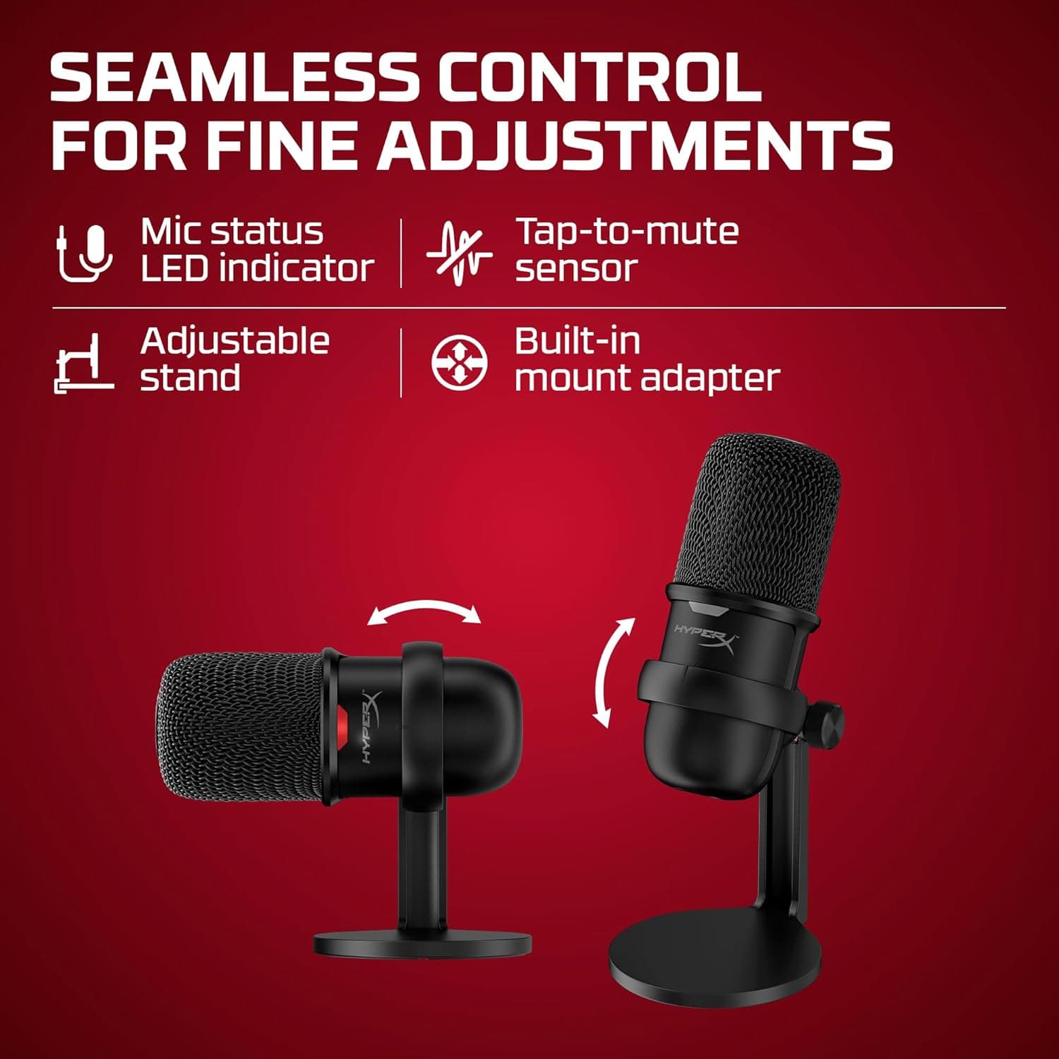 HyperX SoloCast – USB Condenser Gaming Microphone, for PC, PS4, PS5 and Mac, Tap-to-Mute Sensor, Cardioid Polar Pattern, great for Streaming, Podcasts, Twitch, YouTube, Discord,Black Black SoloCast Microphone - Image 6