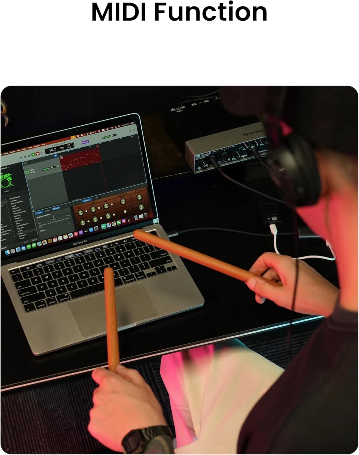 AeroBand Electronic Drum Set PocketDrum2 MAX 2025, Air Drum Sticks & Pedals & Bluetooth Adapter, Play Drum Anywhere Anytime, 8 Tones and USB Midi Teens Adult Drummer Gift (Earphone Included) Wood - Image 7