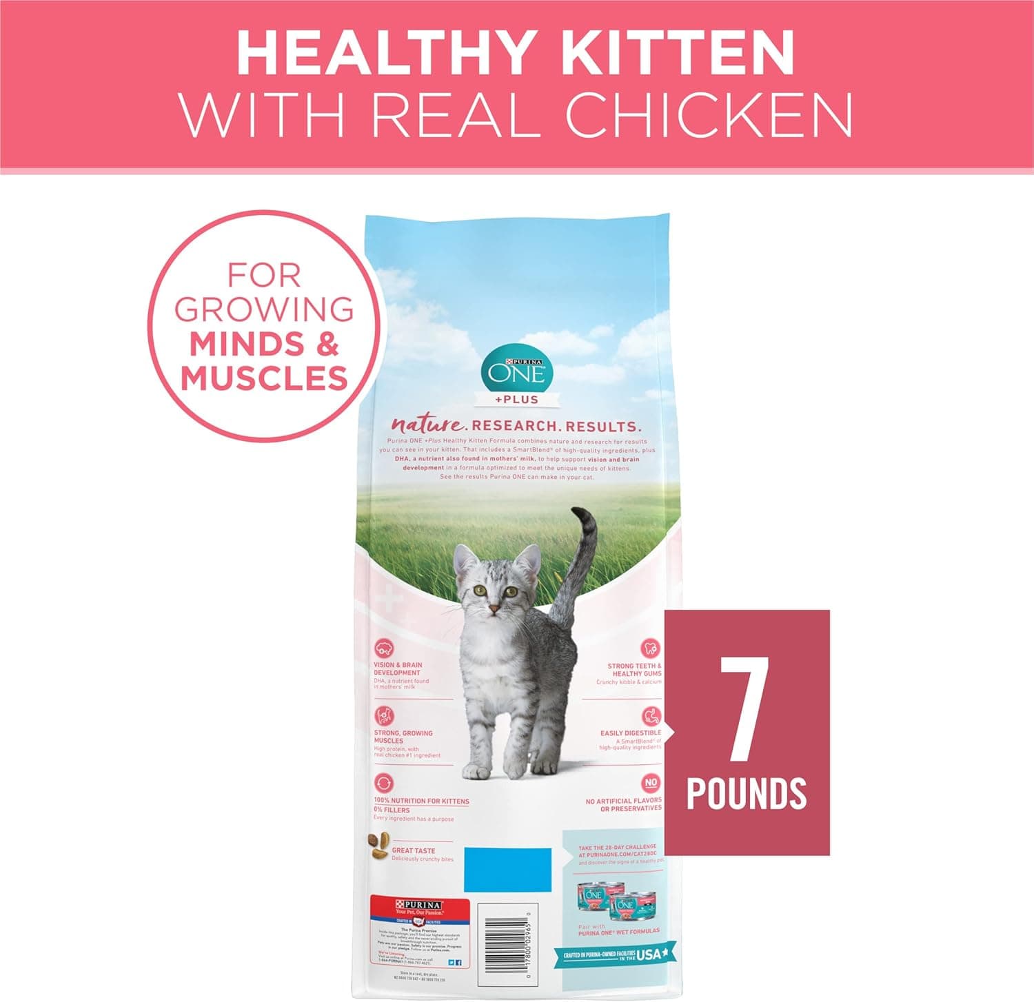 Purina ONE High Protein, Natural Dry Kitten Food, +Plus Healthy Kitten Formula - 7 lb. Bag Chicken 7 Pound (Pack of 1) - Image 7