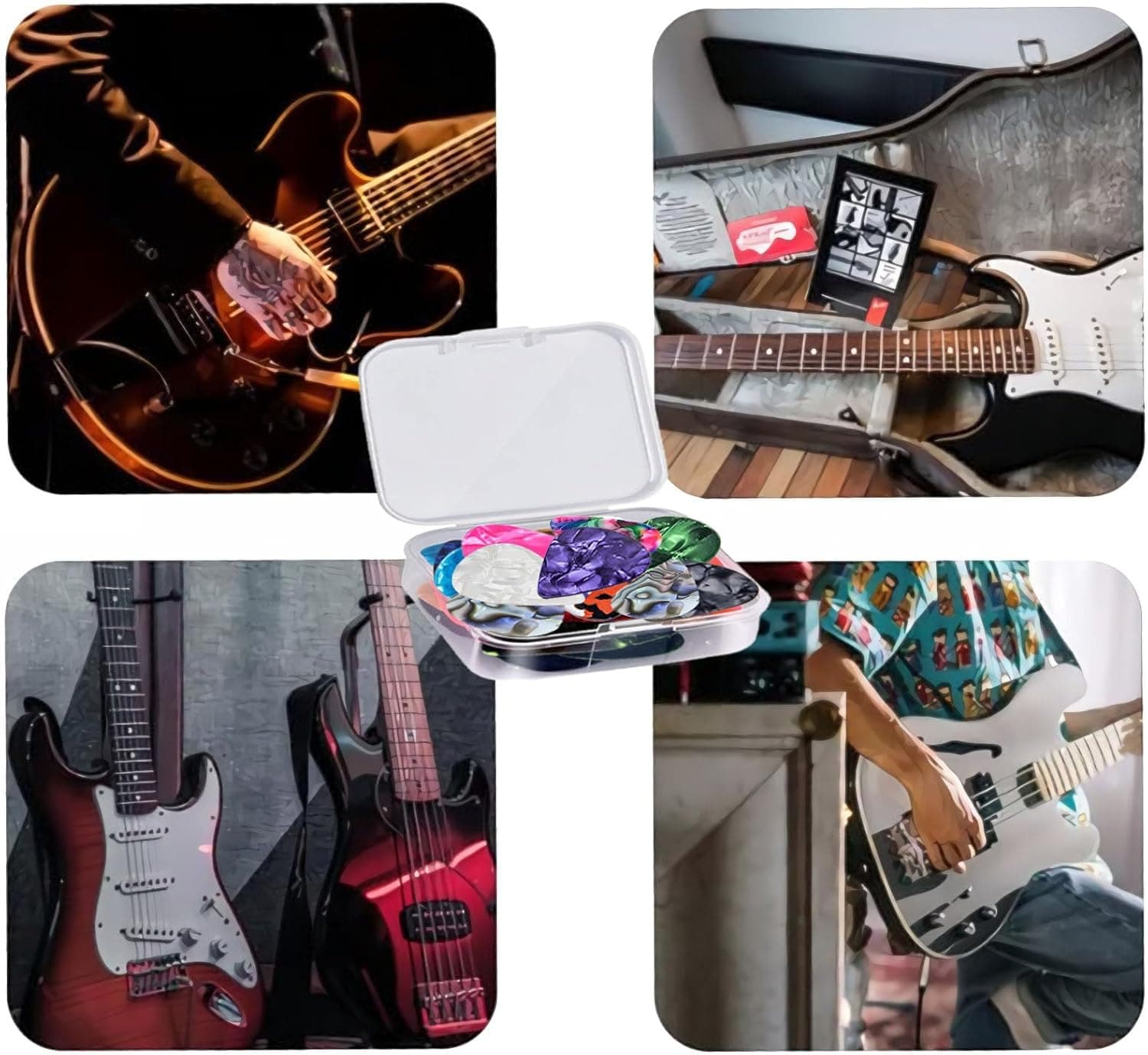 Paquete de 21 Púas de Guitarra con Caja de Almacenamiento Organizador, 3 Grosor Diferente Púas de Guitarra de Celuloide Coloridas para Guitarra Acústica, Guitarra Eléctrica, Bajo, Ukulele 21 Multicolor - Image 8