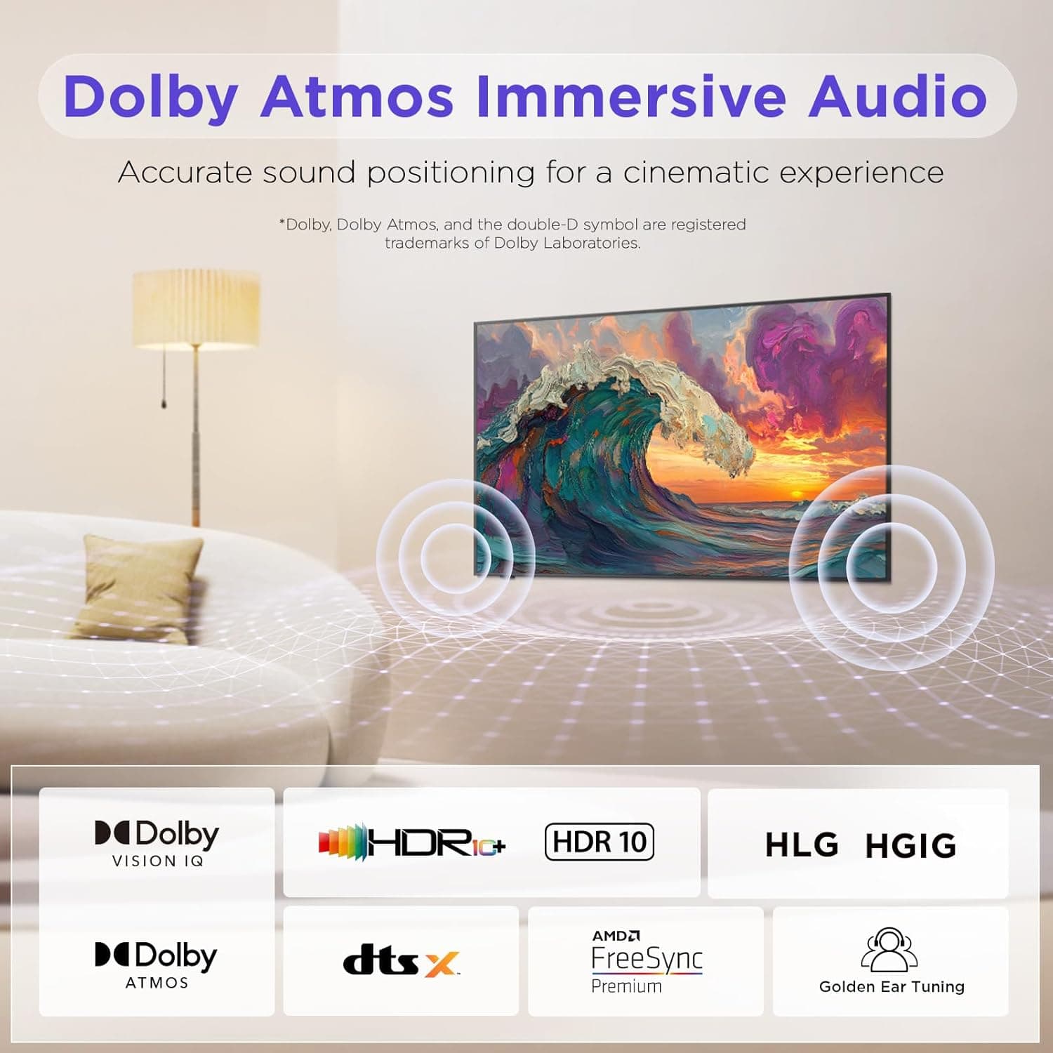 iFFALCON 55-Inch Class QLED 4K Smart TV, Ultra-Slim Picture Frame TV, 144Hz, HDR, Art Mode w/AI Art, Wide Color Gamut, Dolby Vision IQ, Dolby Atmos, Google Assistant Voice Remote(55F75, 2025 Model) 55-Inch Mural TV - Image 9