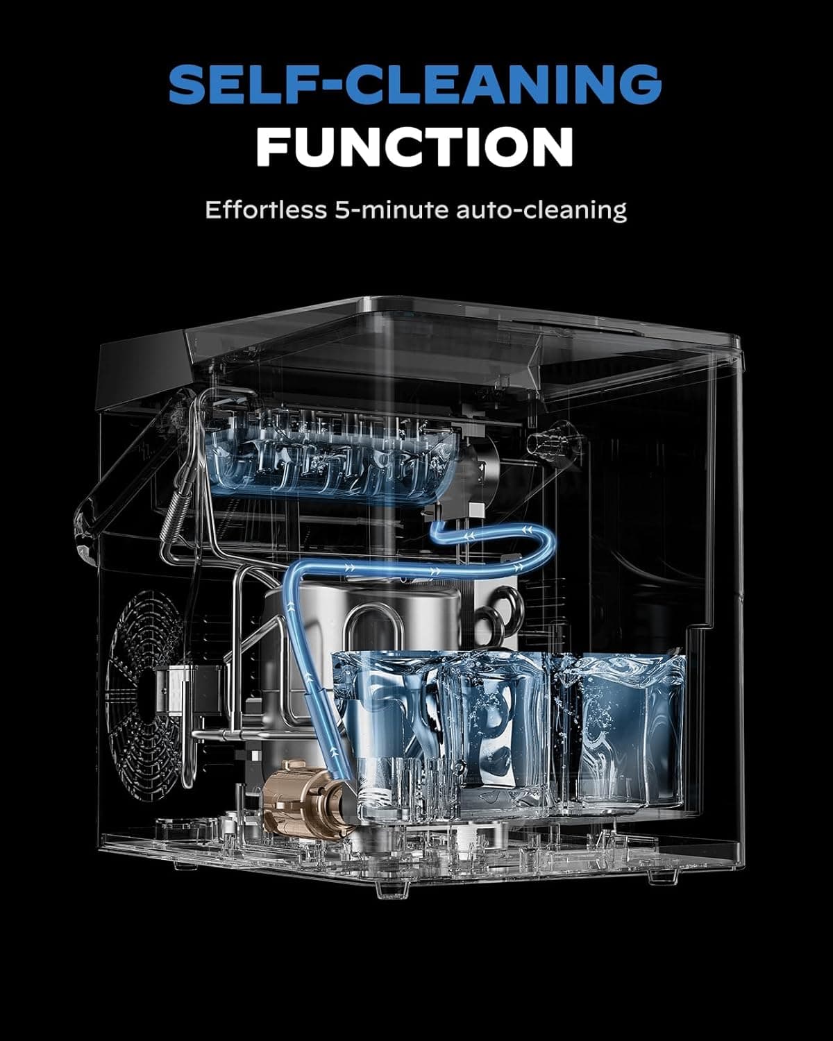 Countertop Ice Maker, Compact Ice Maker with Larger 2.5L Expanding Ice Basket & 1.8L Water Tank, Smart Touch Control, 9 ICES in 6 Mins, Self-Cleaning, for Home/Party/Office/RV - Image 7