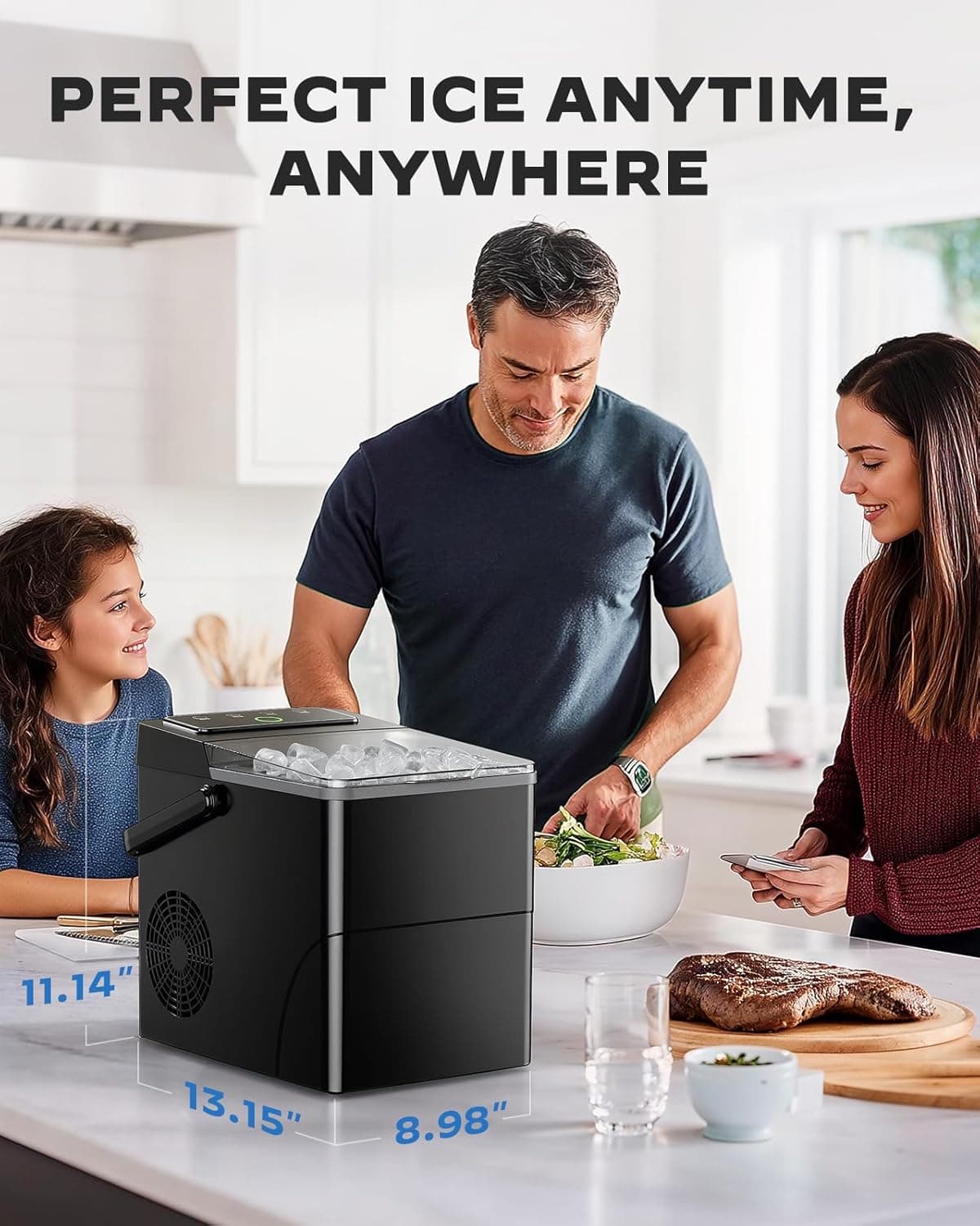 Countertop Ice Maker, Compact Ice Maker with Larger 2.5L Expanding Ice Basket & 1.8L Water Tank, Smart Touch Control, 9 ICES in 6 Mins, Self-Cleaning, for Home/Party/Office/RV - Image 8