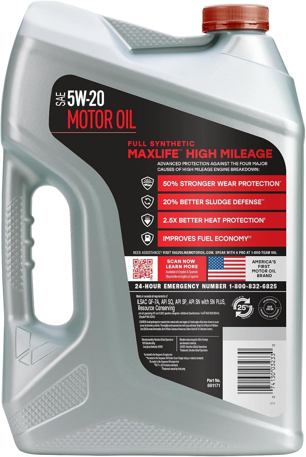 Valvoline MaxLife High Mileage Full Synthetic 5W-20 Motor Oil 5 Quart Full Synthetic High Mileage 5 qt (Pack of 1) 5W-20 - Image 2
