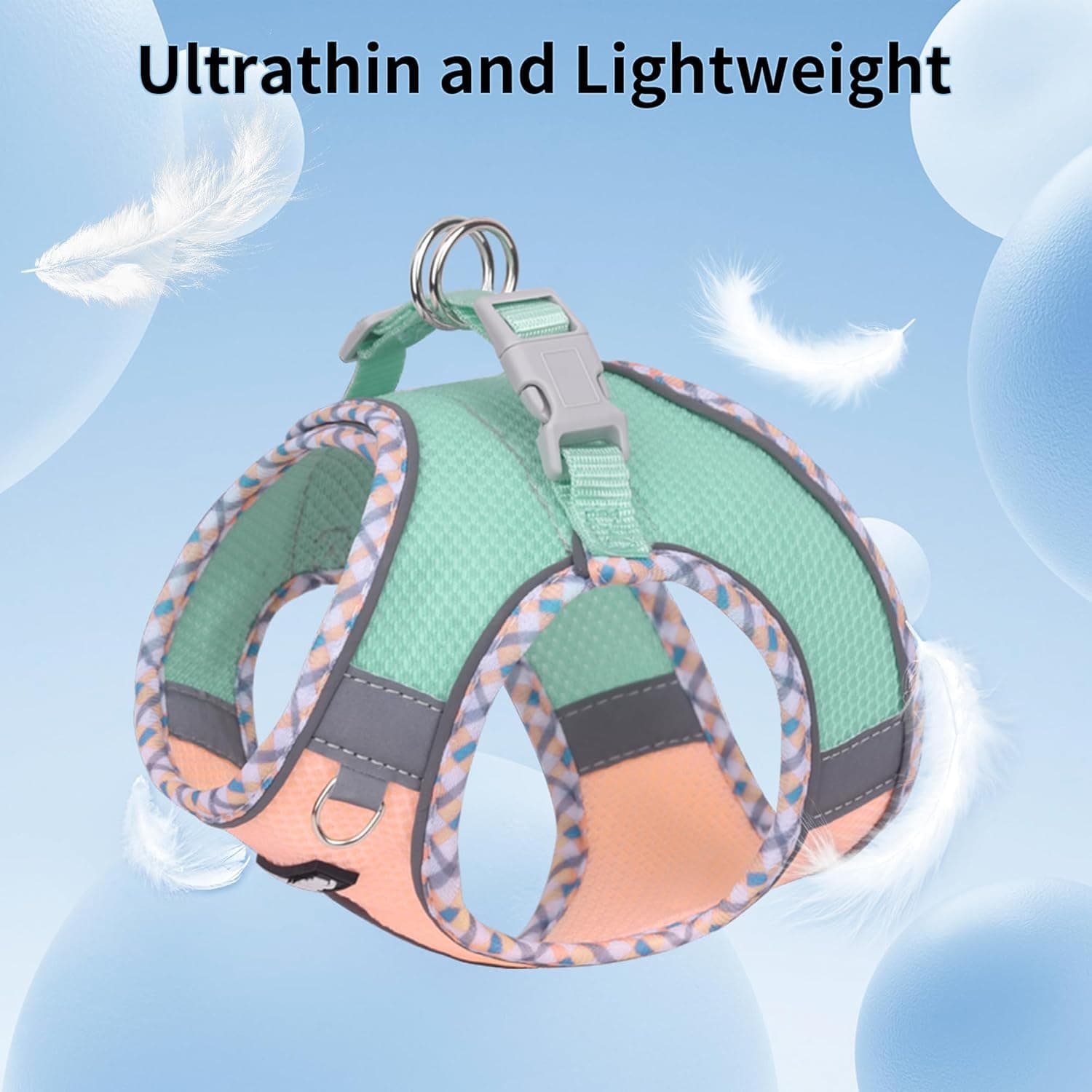 AIITLE Tiny Dog Harness - Lightweight Mesh Step-in Vest for Puppy, Reflective & Escape-Proof Design with High-Stick Magic Tape - Outdoor Use for Chihuahua, Maltese, Shih Tzu(Turquoise-Pink, XXXS) - Image 7