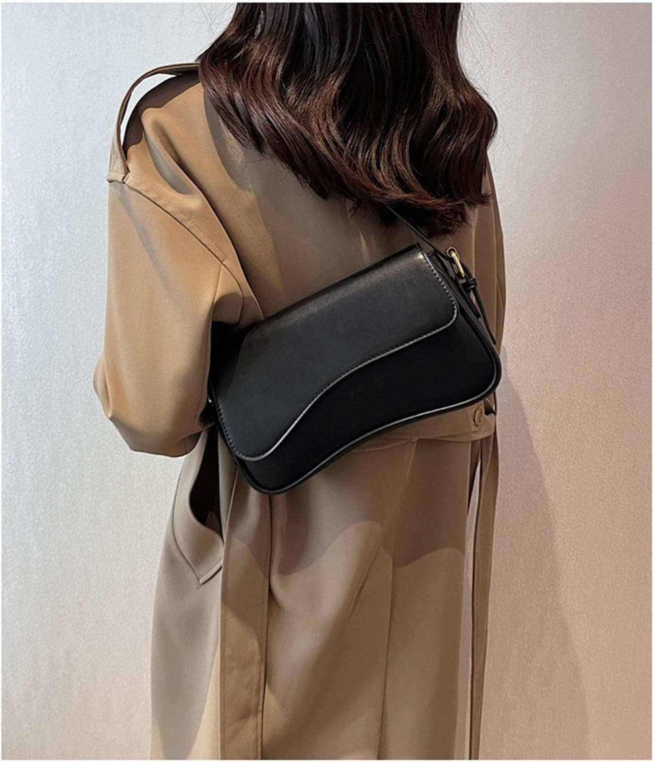 Shoulder Bag for Women Y2K Trendy Purse Vegan Leather Hobo Handbags Clutch Saddle Bag with 2 Removable Strap Black - Image 5