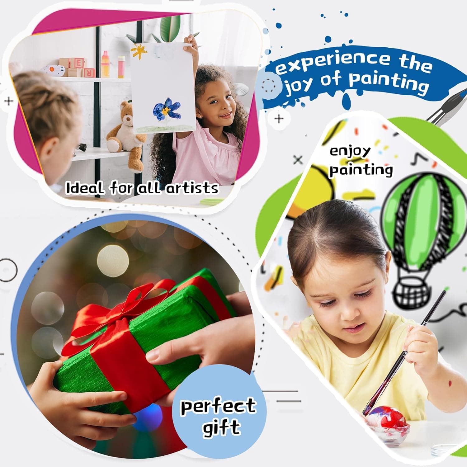 koseibal Acrylic Art Set with 18 Acrylic Paints, 8 Brushes, 4 Stretched Canvas, 1Wooden Easel, Etc, Premium Painting Supplies Kit for Students, Artists Kids, Adults, and Beginner 18colors+36pcs - Image 7