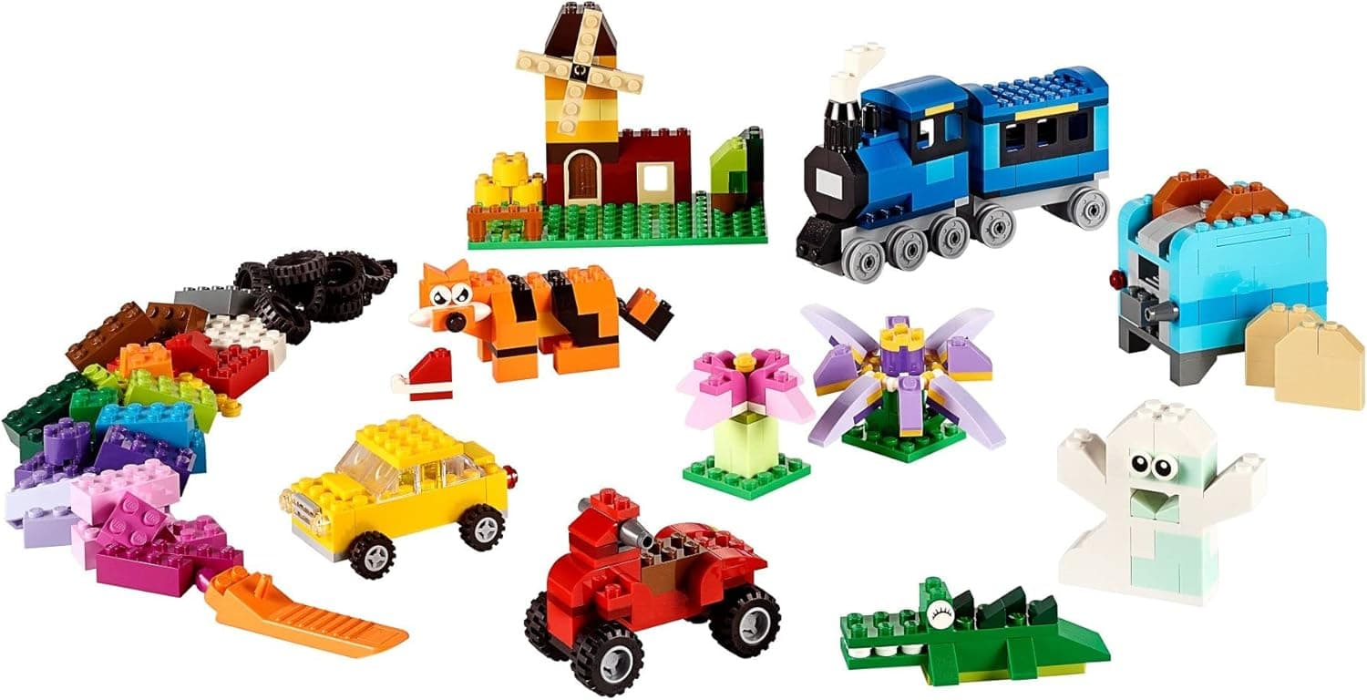 LEGO Classic Medium Creative Brick Box 10696 Building Toy Set - Featuring Storage, Includes Train, Car, and a Tiger Figure, and Playset for Kids, Boys, and Girls Ages 4-99 - Image 3