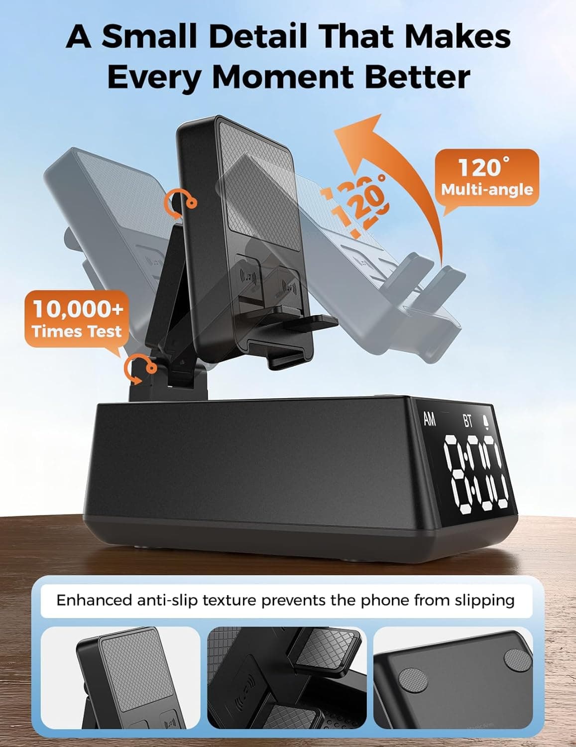 Altavoz Bluetooth Regalo de Cumpleaños para Hombres: Soporte de Teléfono por Inducción Sonido HD Regalos de San Valentín para Él Ella Adulto Adolescente, Soporte Antideslizante para Teléfono Gadget de Cocina Mujeres Mamá Esposa, Papá Esposo Novio (Negro) - Image 8