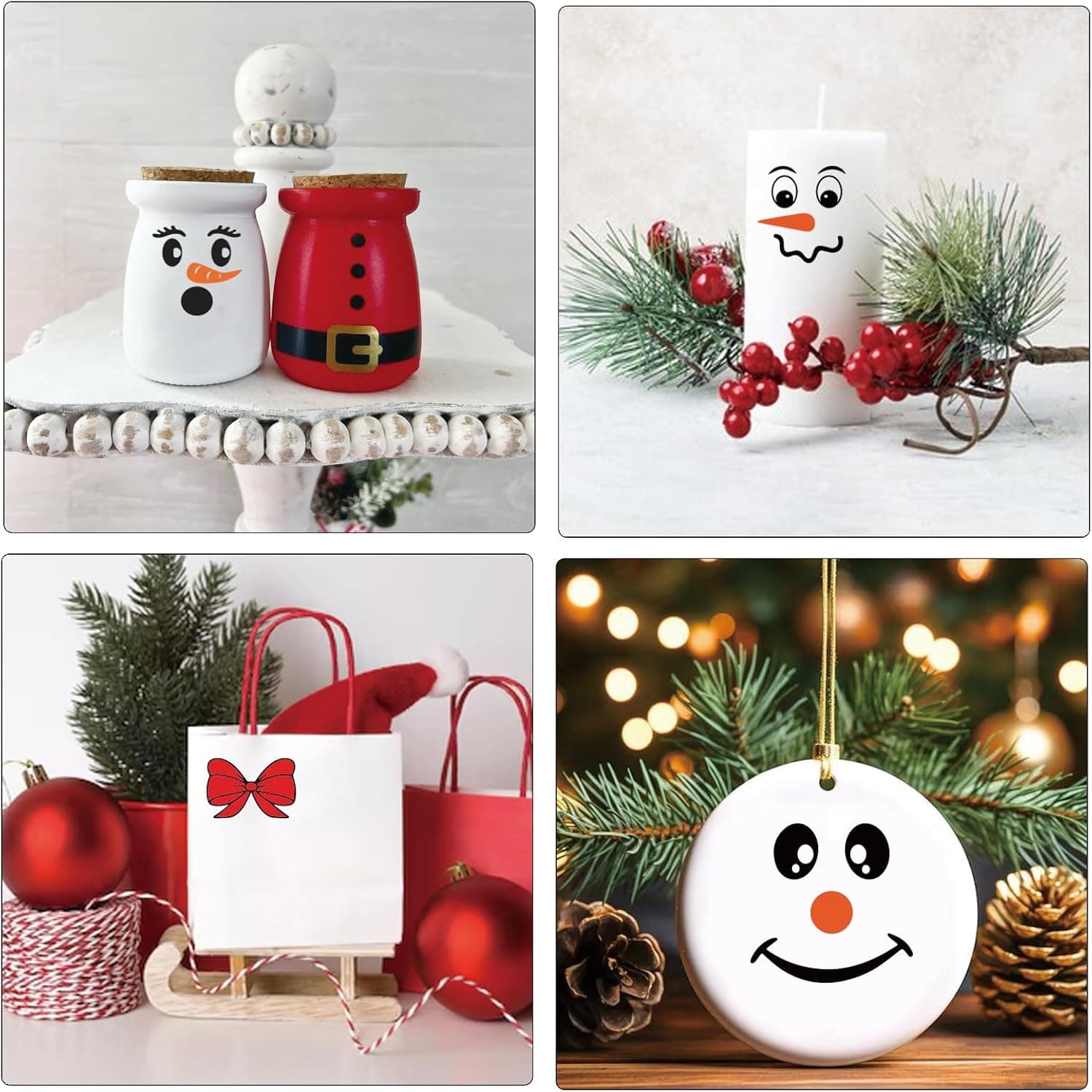 41 PCS Snowman Face Stickers for Crafts Christmas Vinyl Snowman Face Decals for Ornaments Glass Water Bottles Cup Window Wall Christmas Decorations (41Pcs Snowmen Faces) 41Pcs Snowman Face - Image 8