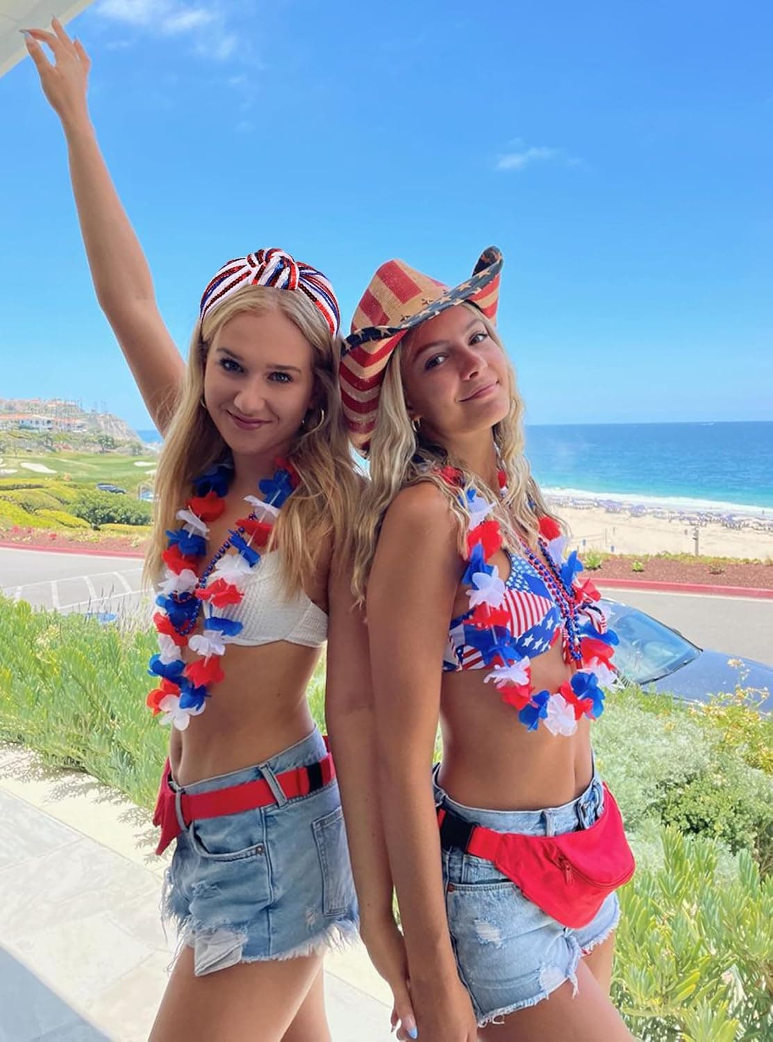 4 th of July Headband for Women Girls Fourth of July Knotted Headband Red White and Blue Sequin Beaded Patriotic Hairband American Flag USA Independence Day Head Band Hair Accessories Gifts red white blue - Image 3