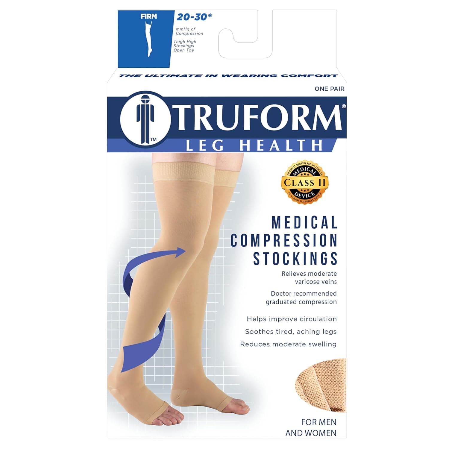 Truform 20-30 mmHg Compression Stockings for Men and Women, Thigh High Length, Dot-Top, Open Toe, Black, Medium Black Medium (1 Pair) - Image 4