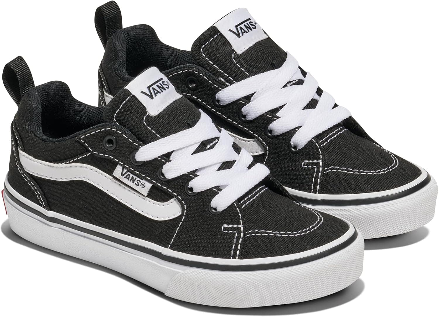Vans Unisex-Child Filmore Shoe | Low-top Fashion Sneakers for Boys & Girls, School & Everyday Wear 13.5 Little Kid Canvas Black/White - Image 7