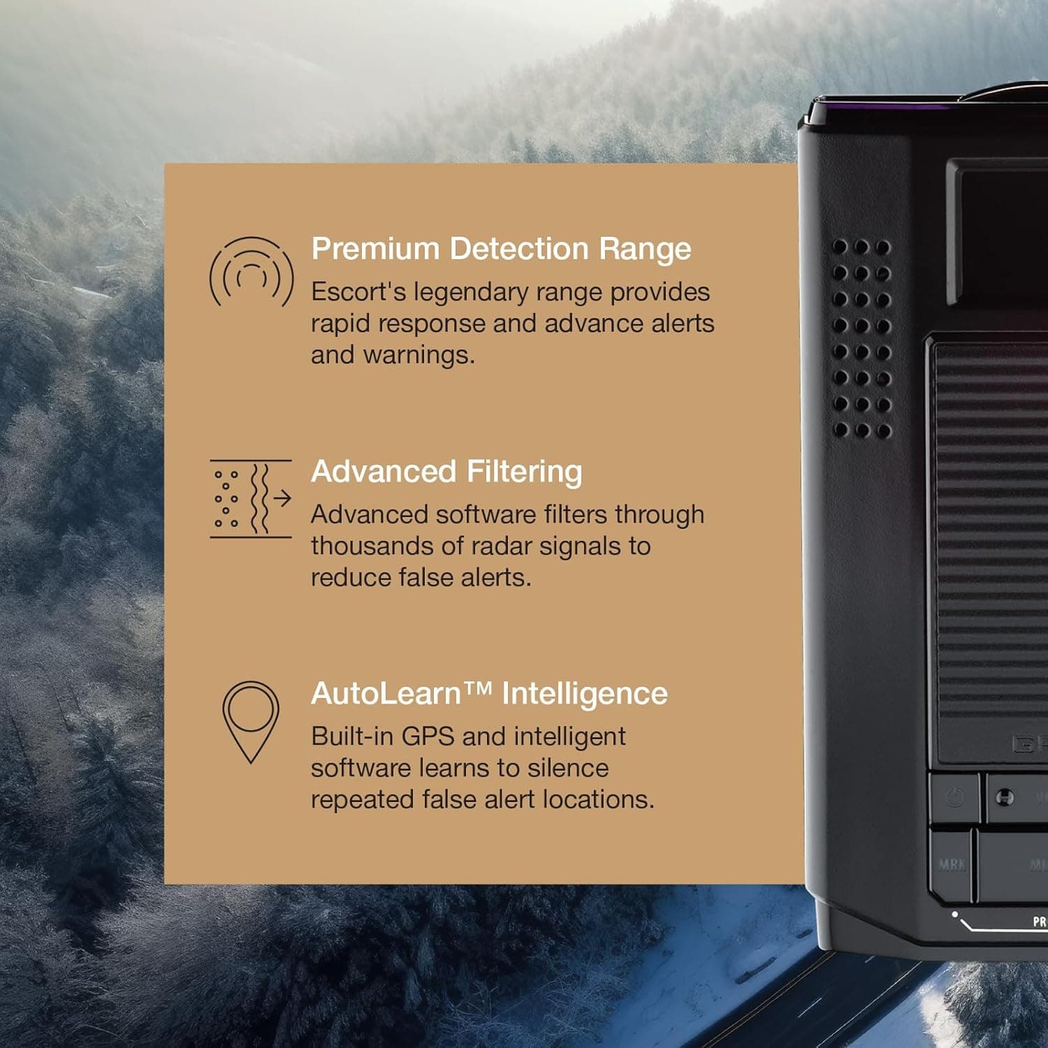 Escort MAX 3 激光雷达探测器 - 蓝牙连接，高级范围，先进过滤，AutoLearn 技术，语音提醒，OLED 显示，兼容 Apple CarPlay 和 Android Auto - Image 4