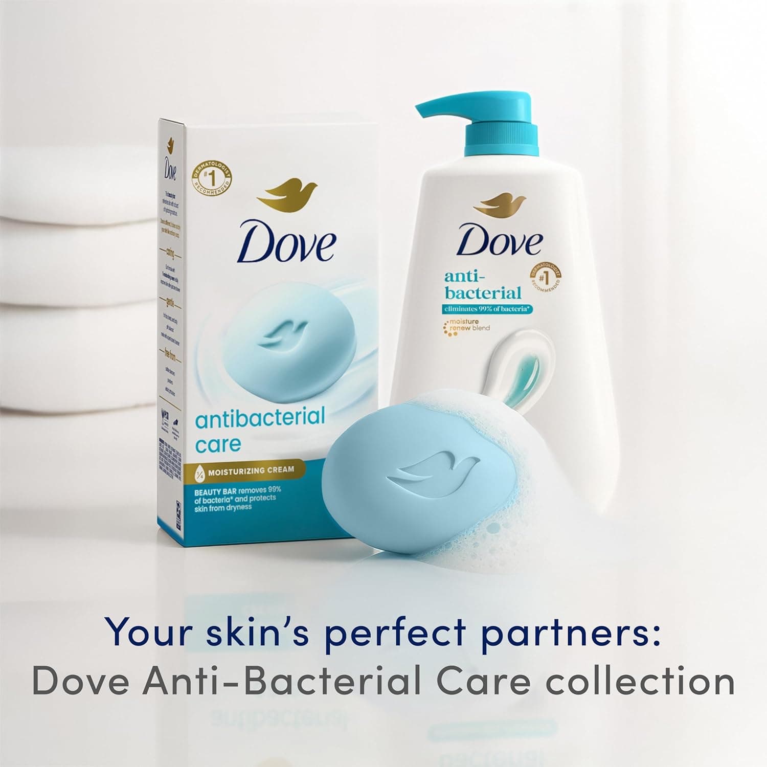 Dove Beauty Bar Soap Antibacterial Care 6 Count For Clean, Moisturized Skin, Removes Bacteria 3.75 oz Antibacterial 3.75 Ounce (Pack of 6) - Image 6