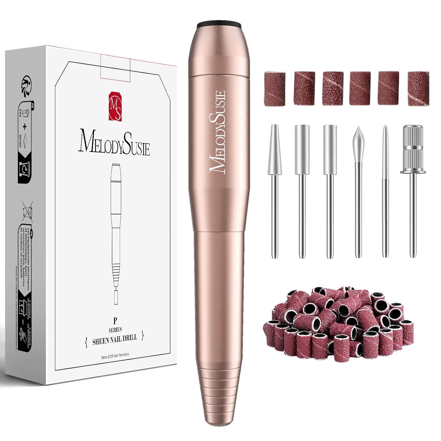 MelodySusie Pen-Shaped Portable USB Nail Drill, PC120I 20000RPM Electric Nail File with Compact Design for All Nail Care, Manicure Polishing, Shaping & Gel Removal at Home for Beginners A-gold - Image 2