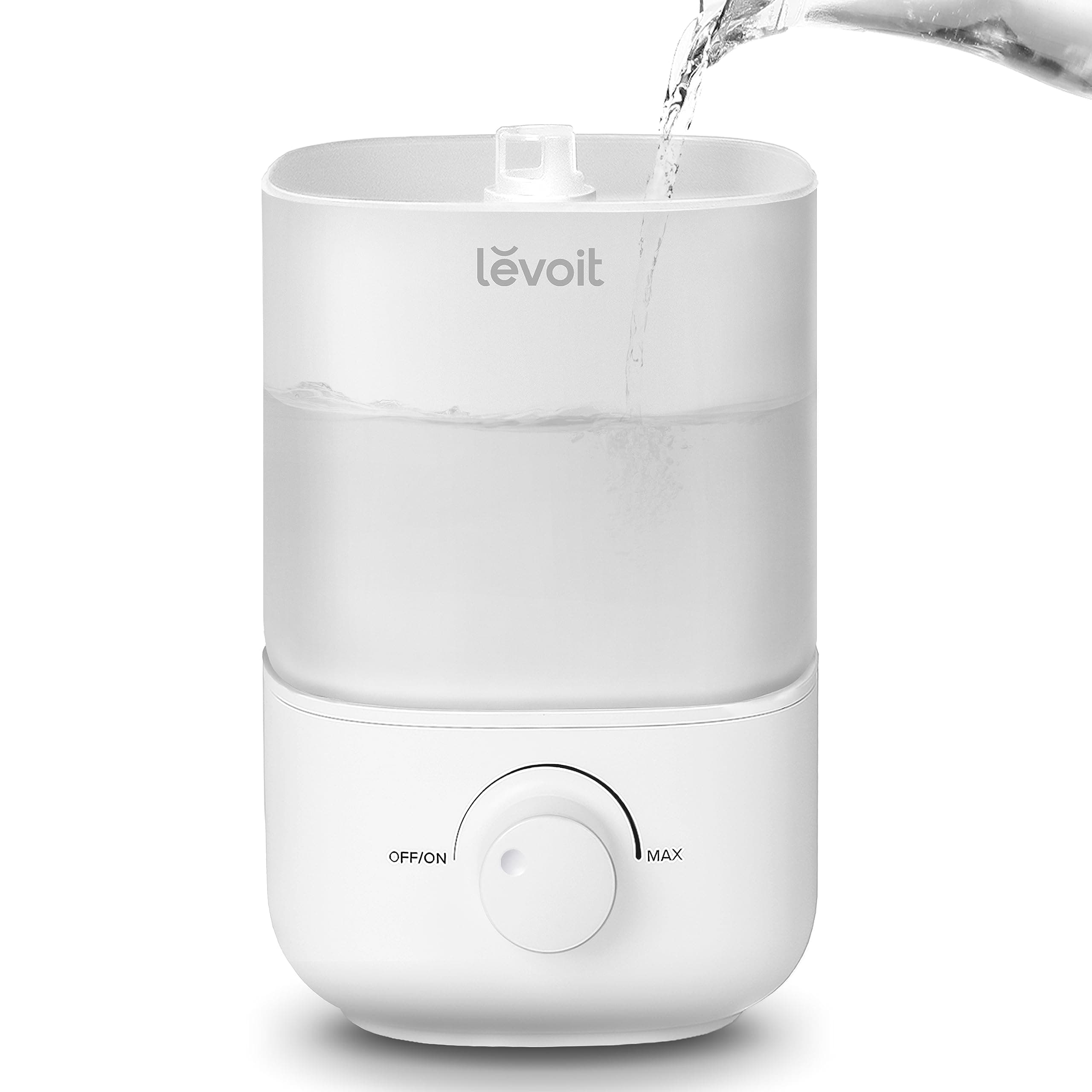 LEVOIT Top Fill Humidifiers for Bedroom, 2.5L Tank for Large Room, Easy to Fill & Clean, 28dB Quiet Cool Mist Air Humidifier for Home Baby Nursery & Plants, Auto Shut-off and BPA-Free for Safety, 25H White 2.5L Humidifier