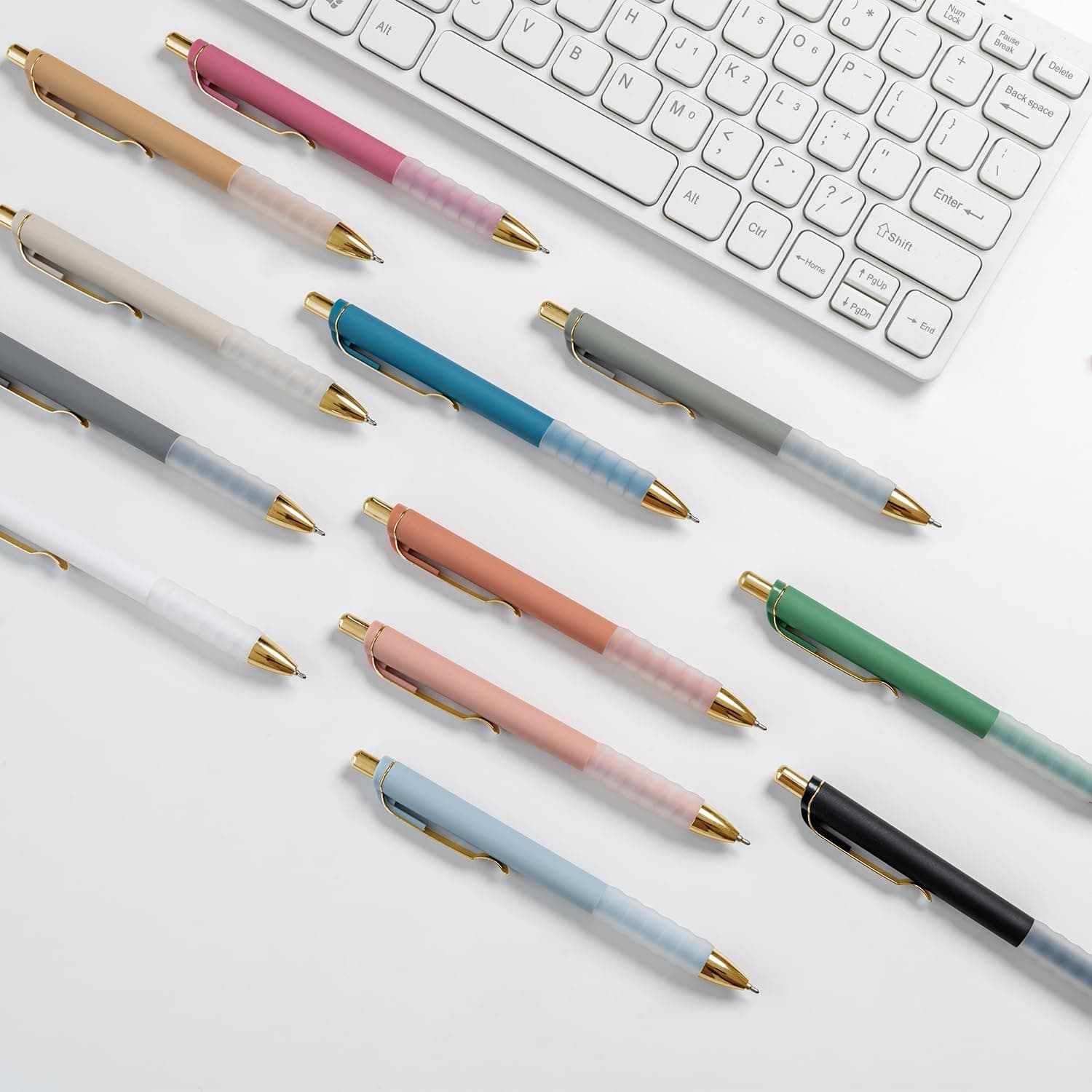 Linbsunne Bolígrafos de Punta Media Negra 1mm con Agarre Súper Suave Bolígrafo para Hombres y Mujeres Bolígrafos Retráctiles (oro-12 pcs) - Image 6