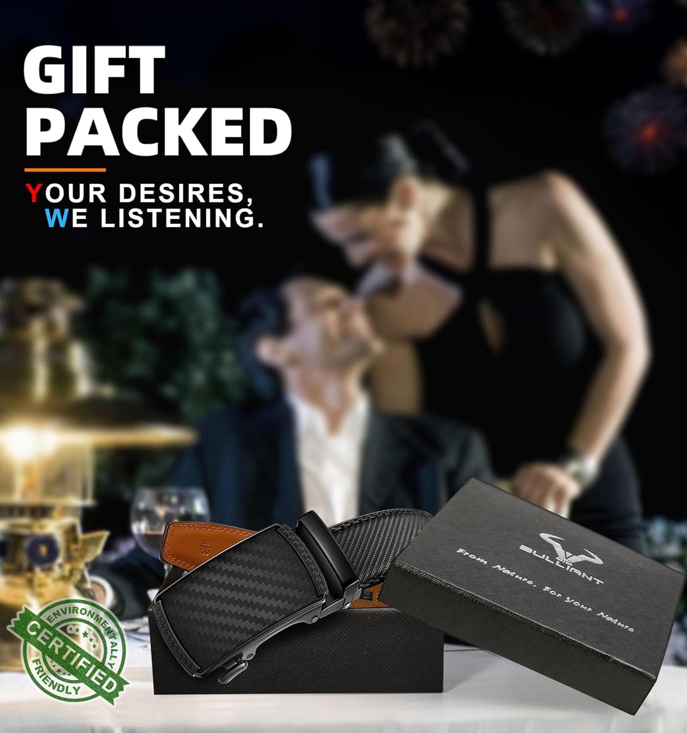 BULLIANT Men's Belt,Slide Ratchet Belt Adjsutable For Men Suit Casual Jeans Gift Boxed,Trim To Fit Black231 38"-44"Waist Adjustable - Image 8