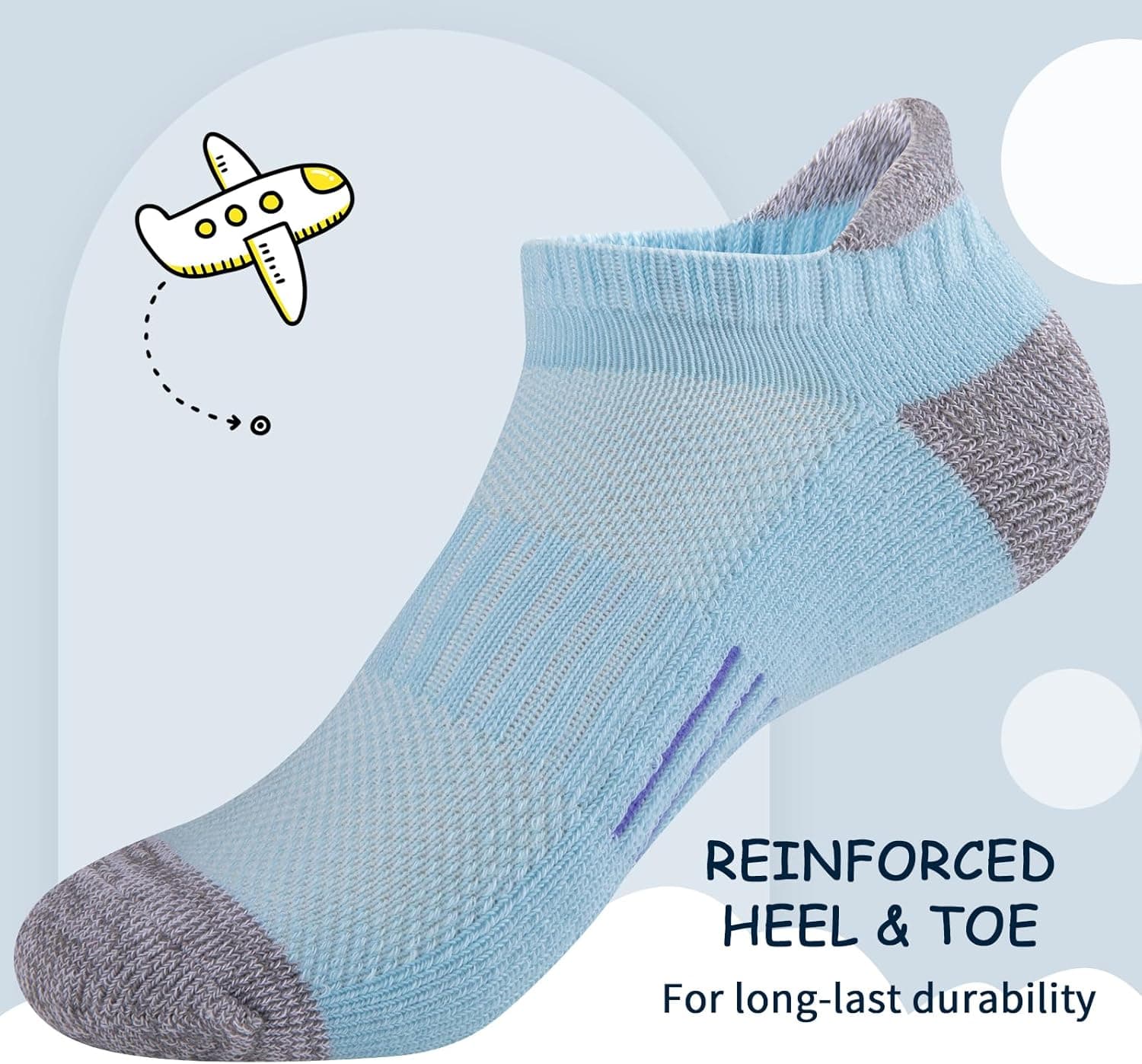 Comfoex Girls Socks Ankle Athletic Socks For Kids 4-6 6-8 8-10 Years Old Short Socks With Cushioned Sole 8 Pairs 7-10 Years Multicolor 8 Pairs - Image 4