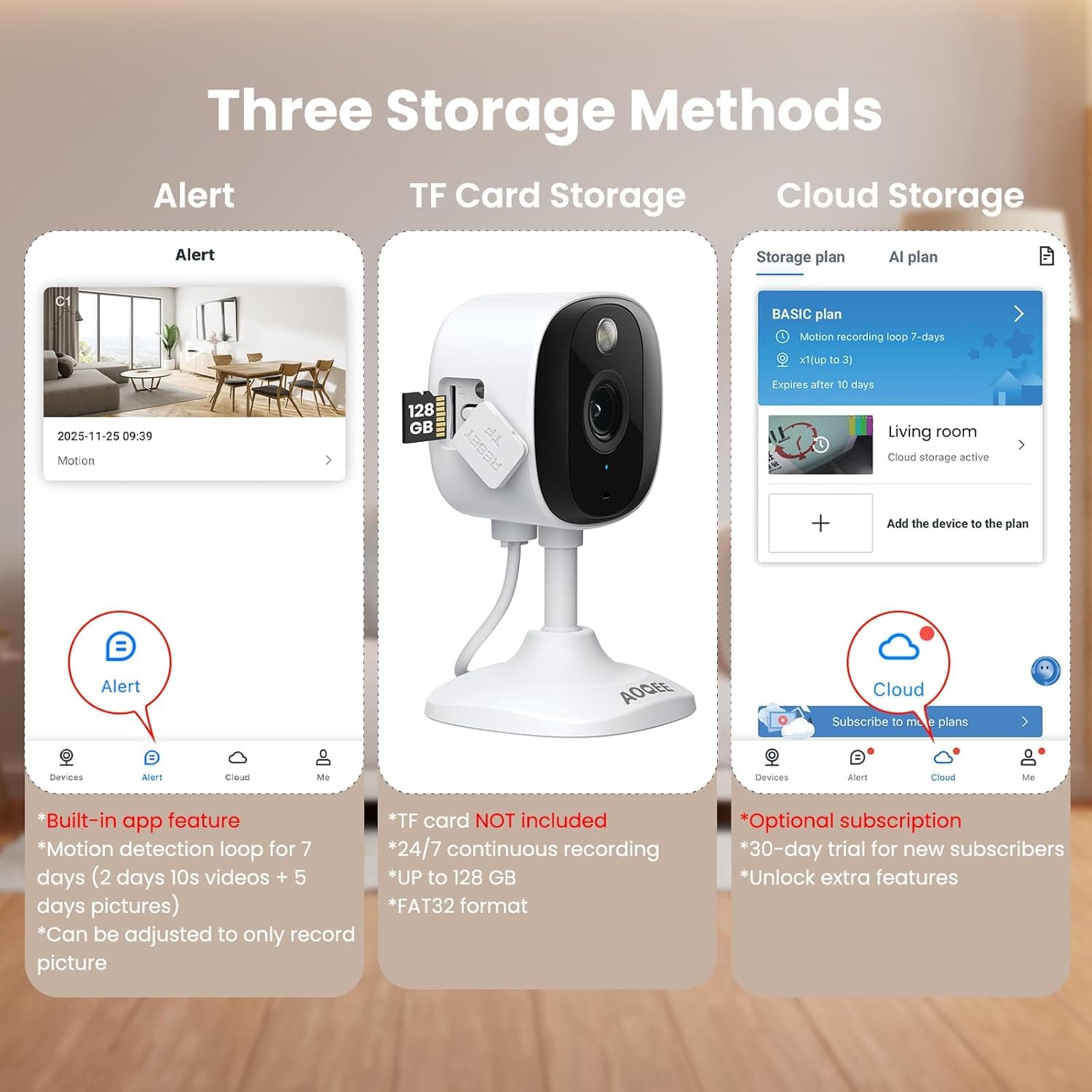 2K Cameras for Home Security-Outdoor/Indoor Camera for Dog/Cat/Pet/Nanny/Baby/Elderly, Color Night Vision, White Light, Siren, 24/7 SD Recordings, Works with Alexa, Plug in (C1-White-2pack-2.4G) - Image 6