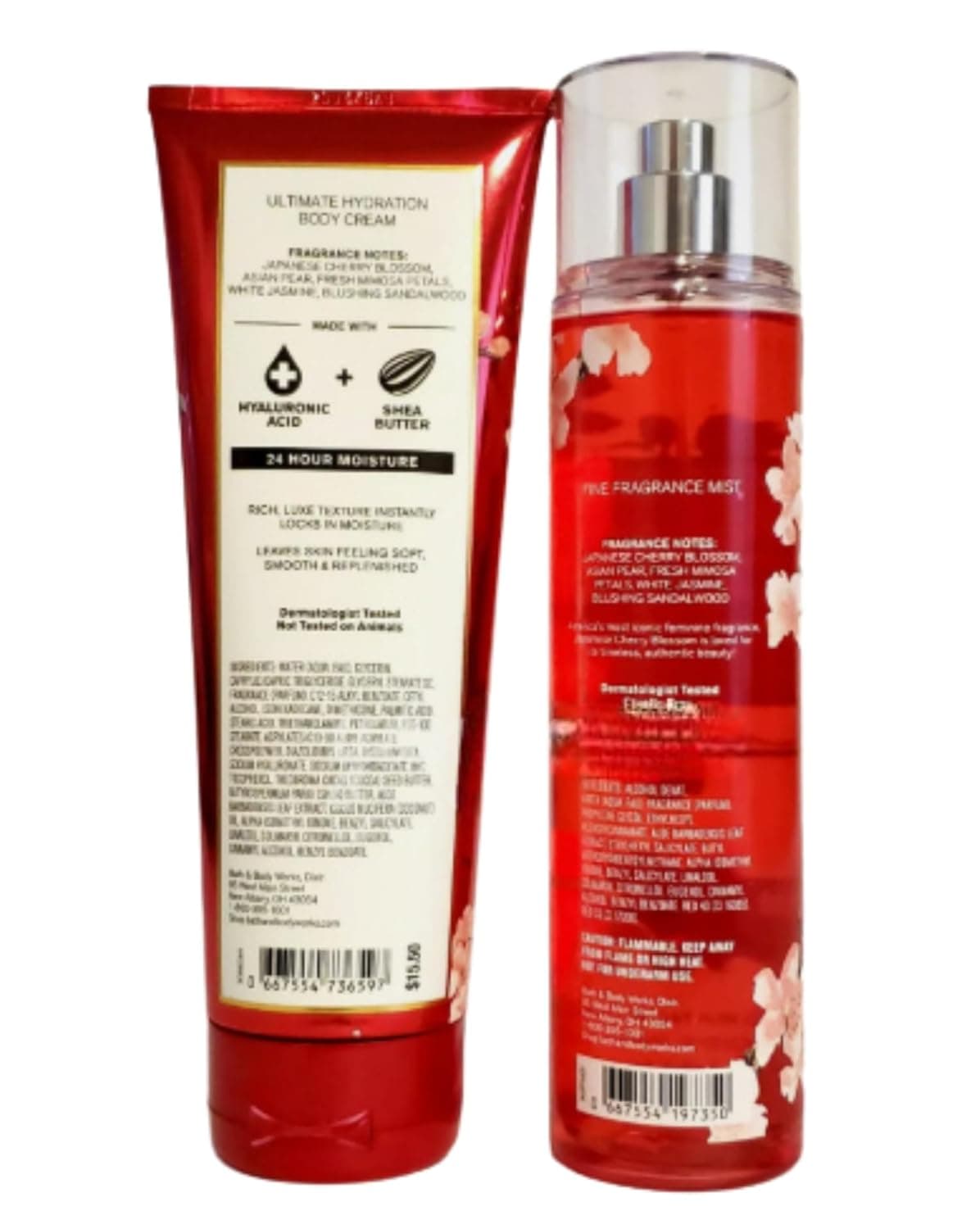 Bath & Body Works Fine Fragrance Mist & Ultra Shea Body Cream Japanese Cherry Blossom 2 Piece Set Full Size 8oz. - Image 3