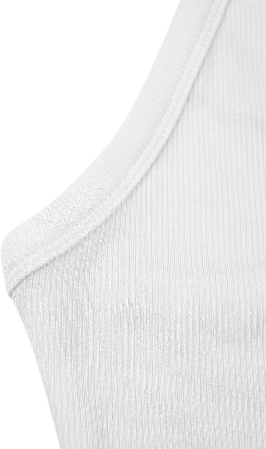 iGENJUN Workout Tops for Women Racerback Basic Tank Summer 2024 Camisole V Neck Slim Fit Ribbed Sleeveless Medium White - Image 6