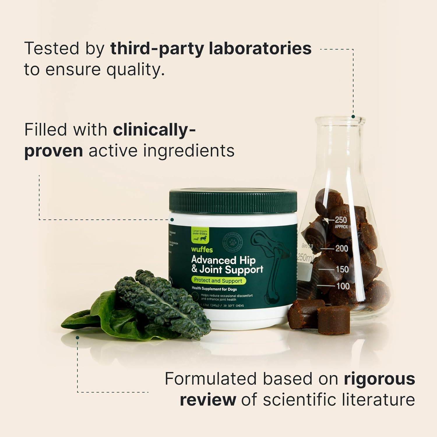 Wuffes Advanced Dog Hip and Joint Supplement with Glucosamine, Chondroitin, Omega 3, MSM, and Green Lipped Mussel, 60 Pork Flavored Chews for Small and Medium Dog Breeds Small & Medium Breed Pack of 1 - Image 7