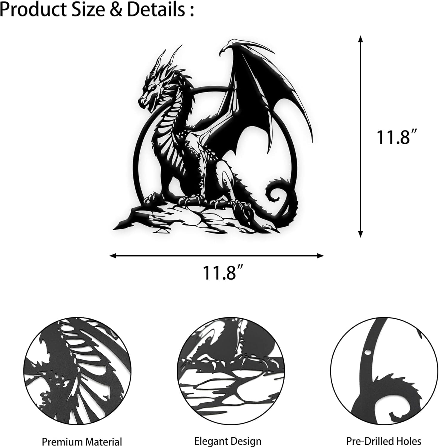 Rajukit Metal Dragon Wall Art – Dragon Wall Decor,Western Room Decor,Fantasy Decor for Living Room Bedroom Office - Image 3