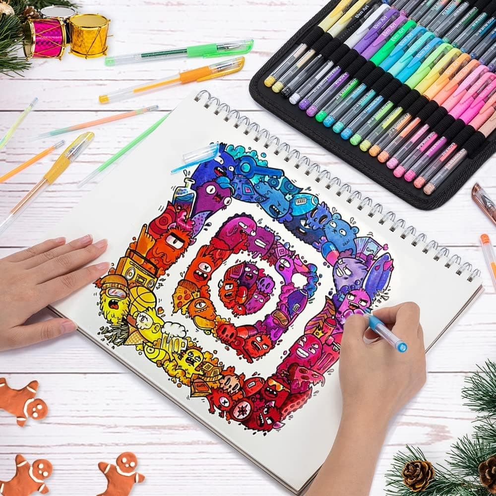 Aen Art Gel Pens for Adult Coloring Books, 160 Pack Artist Colored Gel Pen with 40% More Ink, Black Case. Perfect for Drawing Doodle Crafts Journaling Planner - Image 4