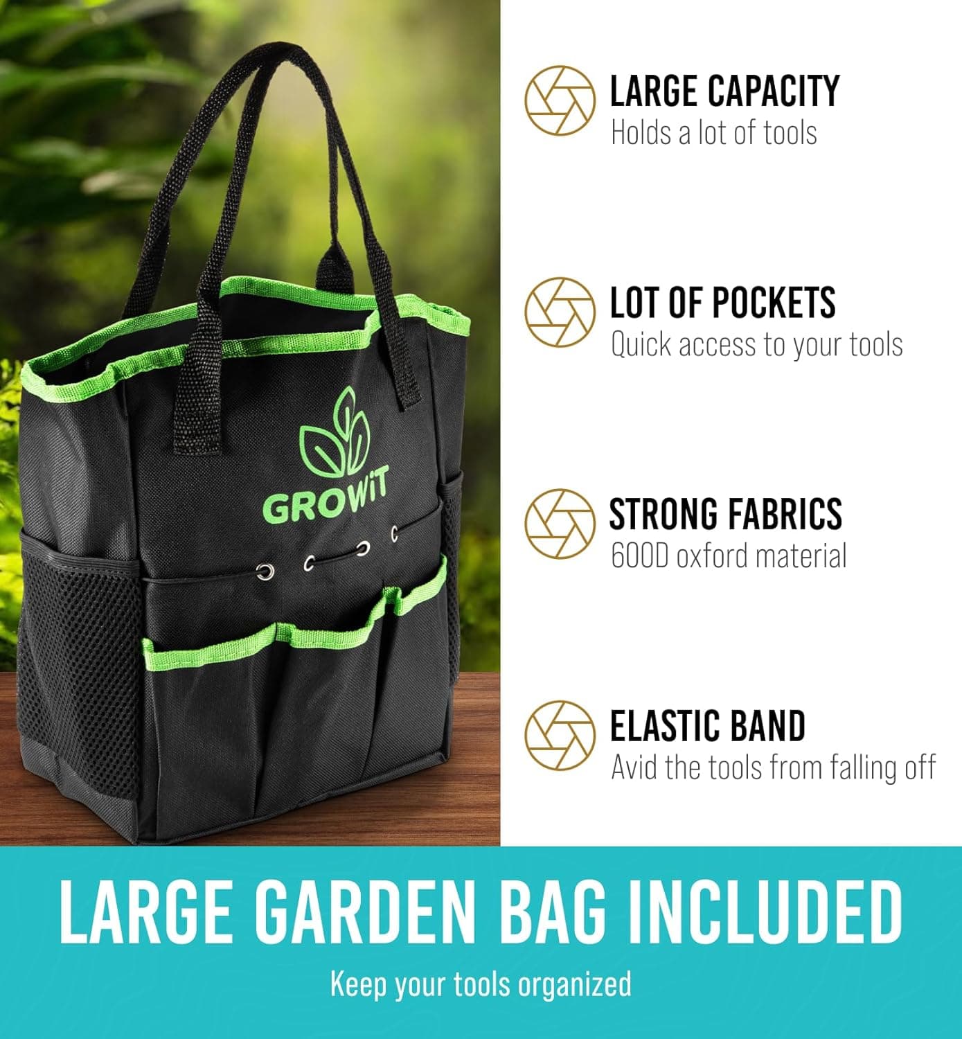 GROWIT Heavy Duty Gardening Tools - 22-Piece Gardening Gifts for Women, Men, Mom, Dad - Durable, Ergonomic Garden Tools Set Green - Image 8