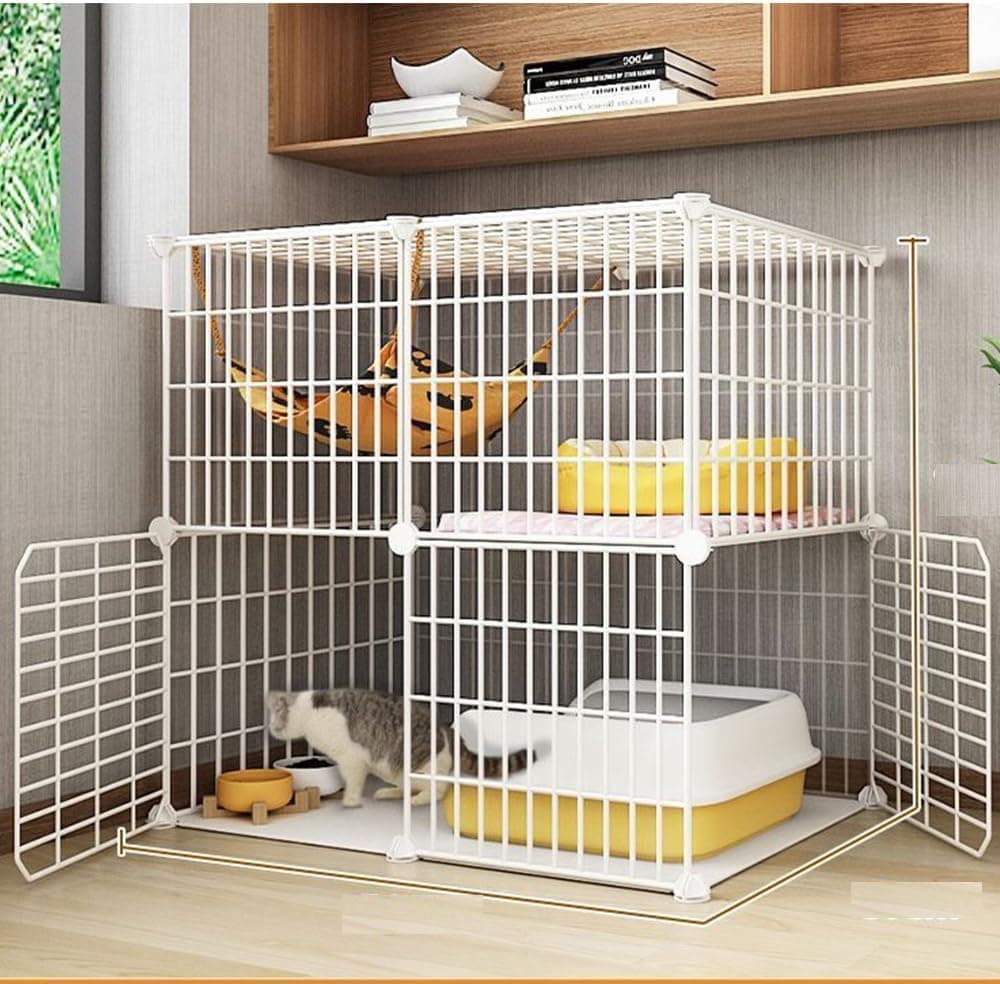 Cat Cage Indoor DIY Cat Playpen Detachable Metal Wire Kennels Indoor Cat Enclosures DIY Playpen Metal Kennel (2 Tier) 1 - Image 2