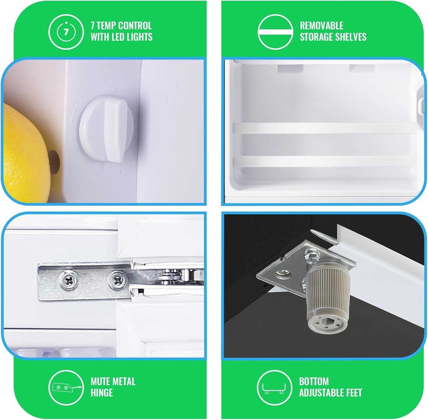 2.4 Cu.Ft Mini Fridge with Freezer & Double Door Small Tiny Size Refrigerator with 7 Temperature Control Knob Only Suitable for One Person Use Black - Image 9