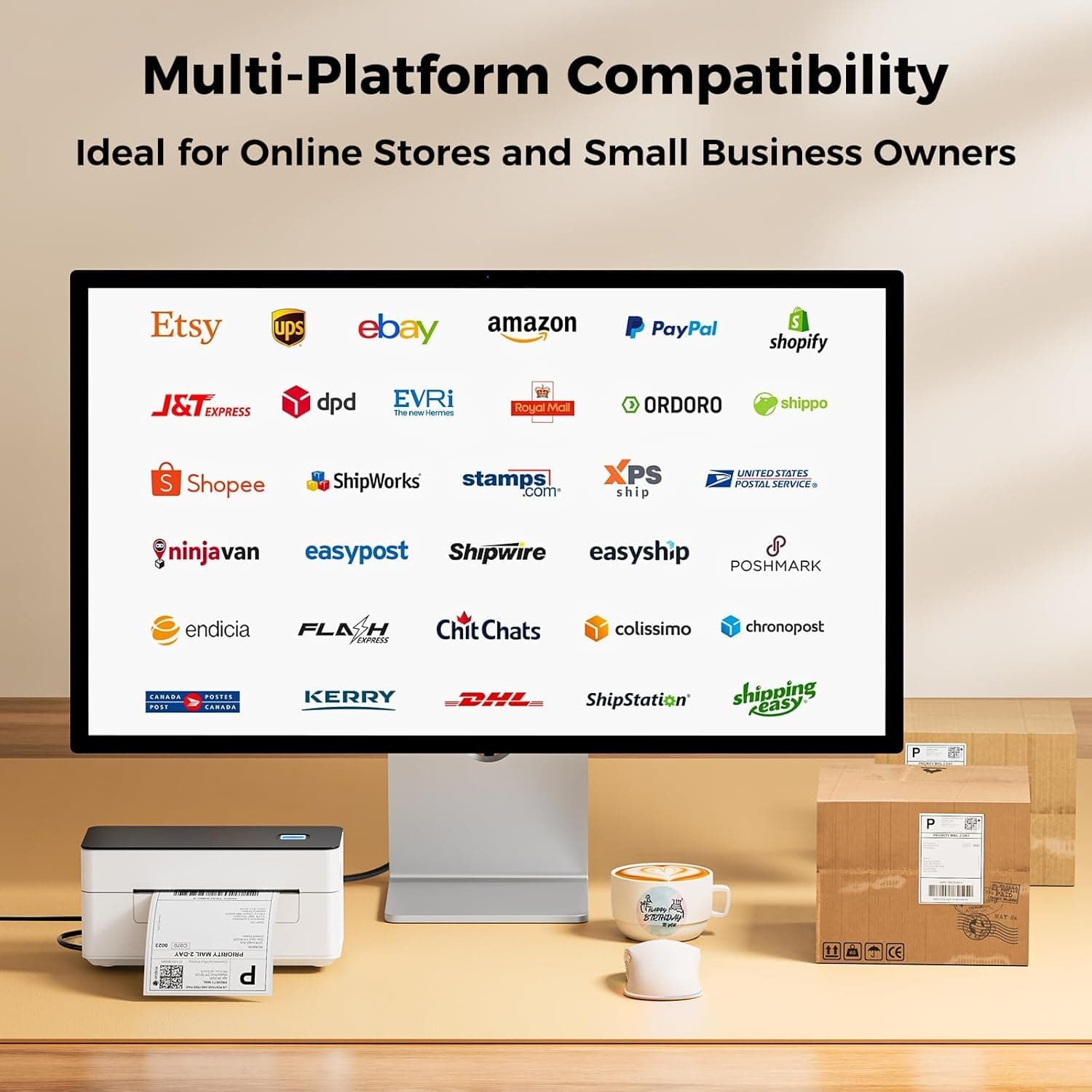 SVANTTO Bluetooth Thermal Shipping Label Printer 4x6, Compatible with Windows/Mac/Android/iOS, High-Speed 4x6 Label Printer for USPS, UPS, Ebay, Etsy, Shopify, Poshmark, Inkless Printing - Image 5