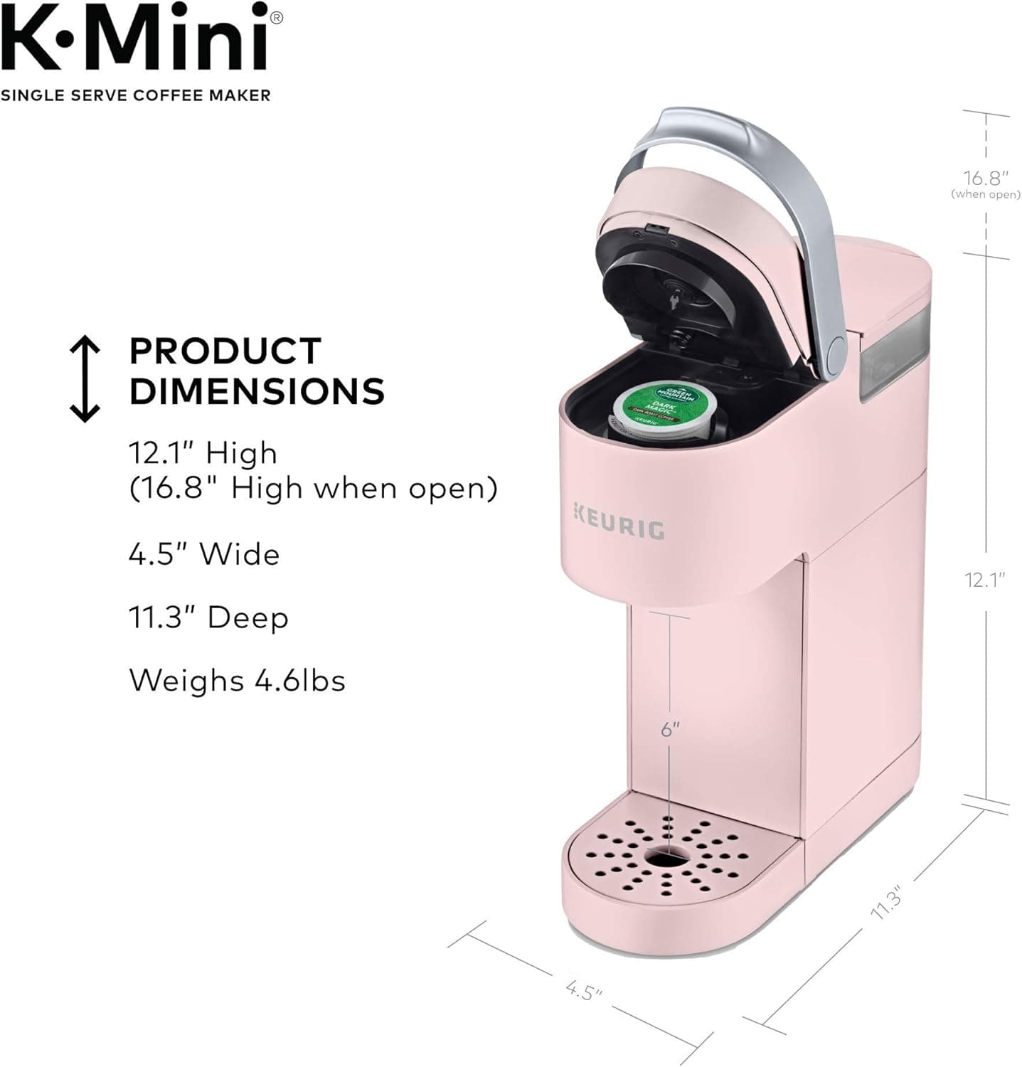 Keurig K-Mini Single Serve K-Cup Pod Coffee Maker, 6 to 12oz Brew size, with Cord Storage, Perfect for Small Spaces, Dusty Rose - Image 9
