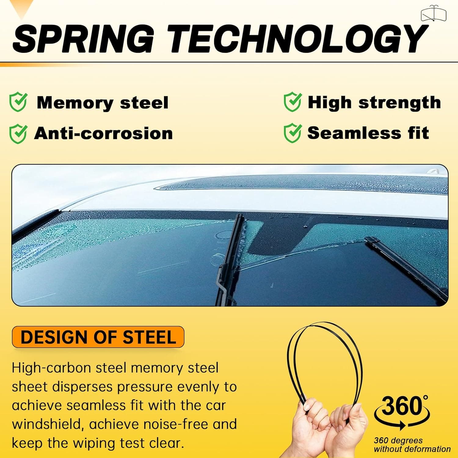 AUTOBOO 26" and 16" Windshield Wipers Blades (Pack Of 2),OEM Quality Premium All-Seasons Wiper blades,Stable and Quiet Armor wiper blades 26" + 16"(Pair for Front Windshield) - Image 6