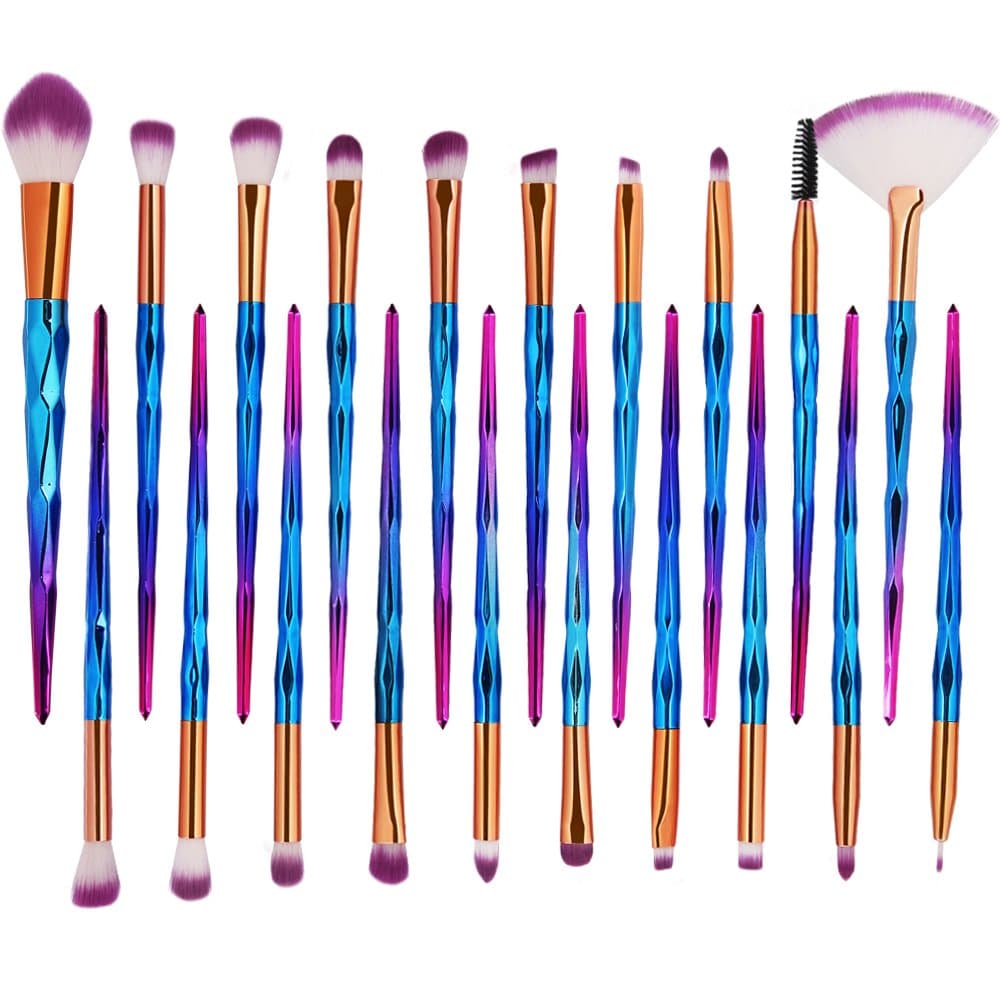 KOLIGHT Pack of 20pcs Cosmetic Eye Shadow Sponge Eyeliner Eyebrow Lip Nose Foundation Powder Makeup Brushes Sets (purple) - Image 3