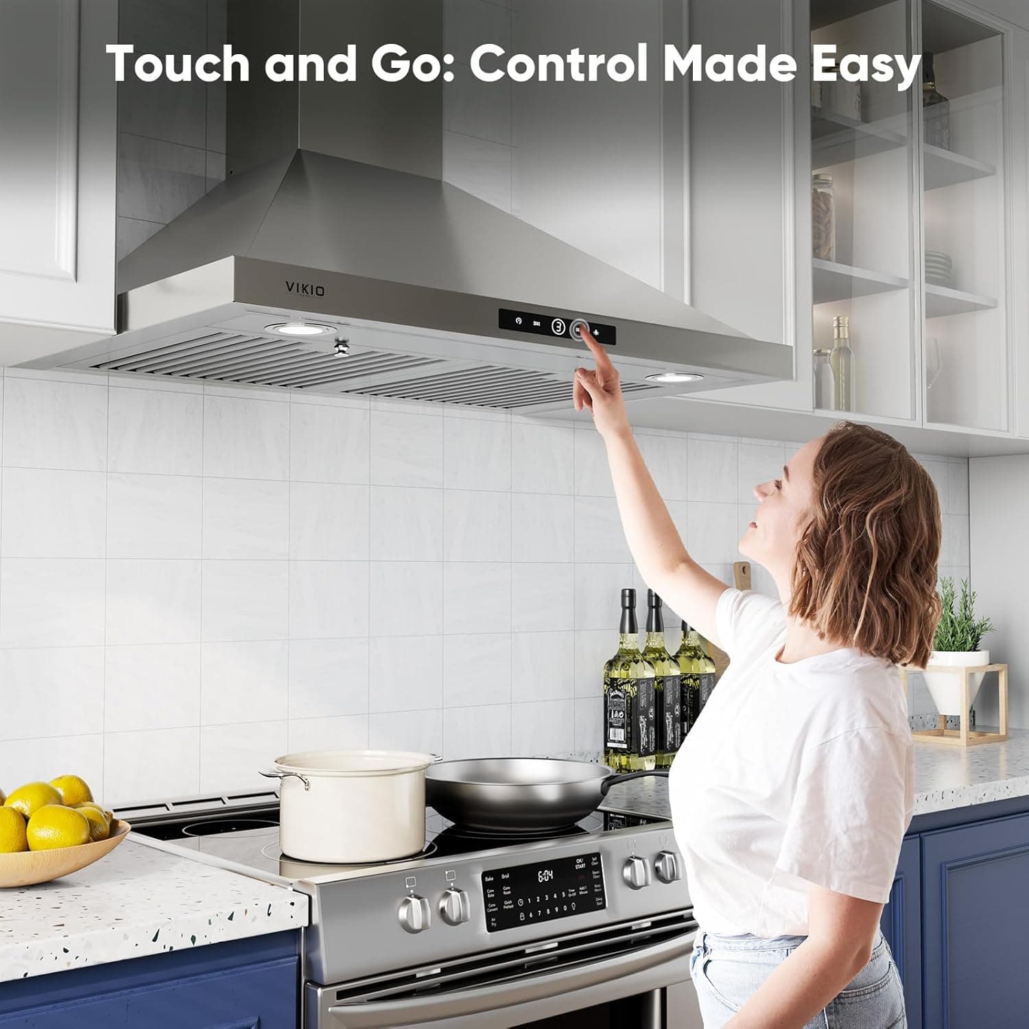 Wall Mount Range Hood 30 inch, 580 CFM, Ducted/Ductless Convertible, Stainless Steel Kitchen Vent Hood with 3-Speed Fan and LED Lights 30 inch Stainless steel(RP10) - Image 5